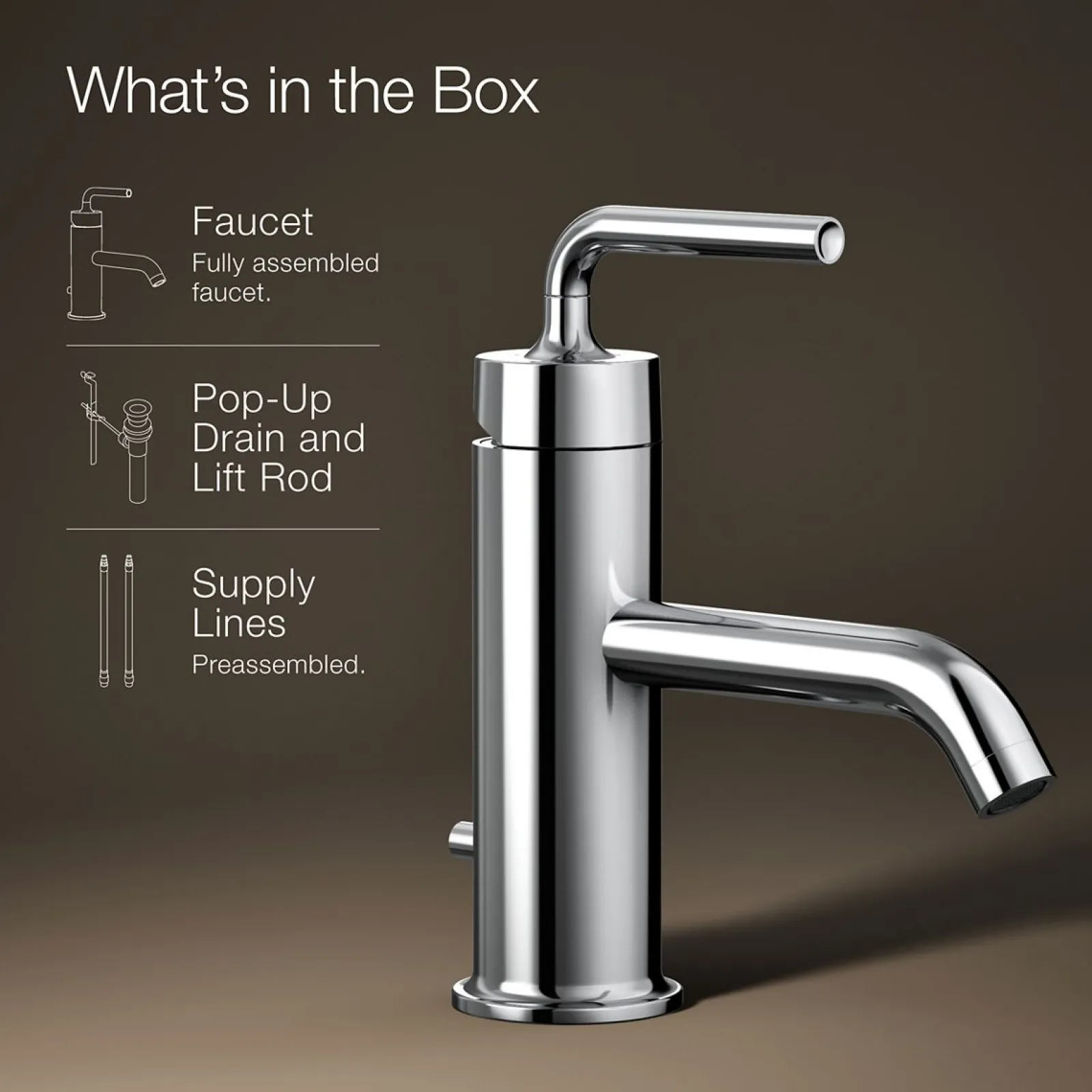 Single-handle bathroom sink faucet with Straight Lever handle, 1.2 gpm^Kohler New