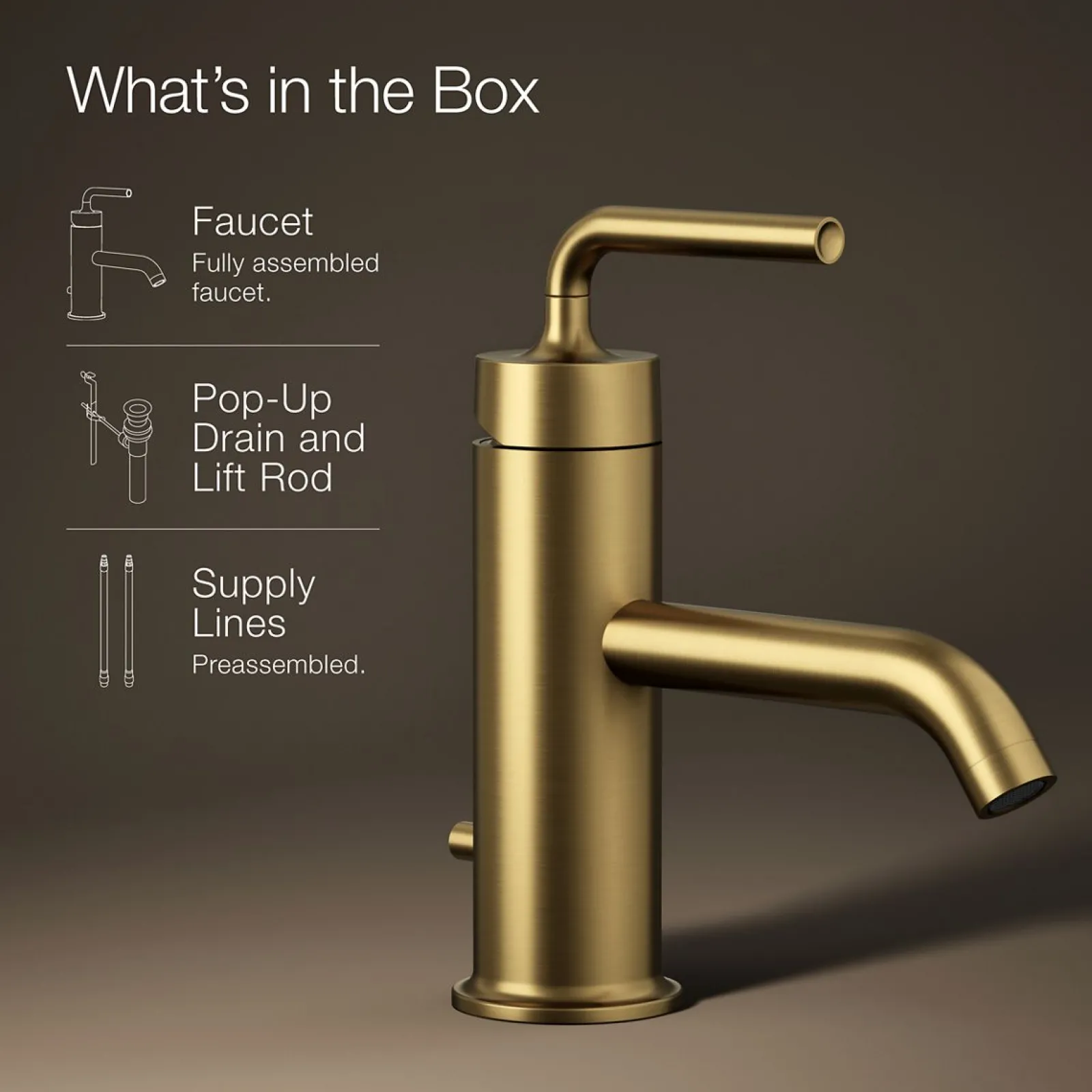 Single-handle bathroom sink faucet with Straight Lever handle, 1.2 gpm^Kohler New