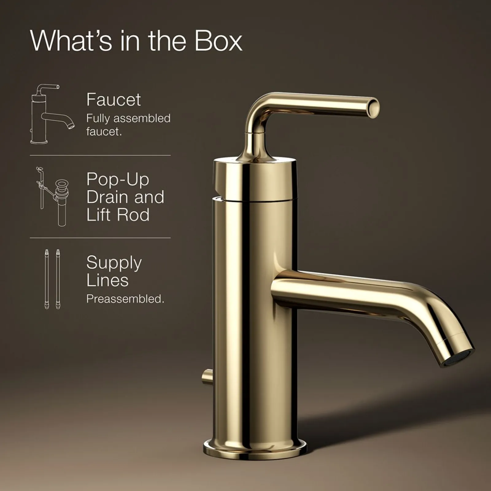 Single-handle bathroom sink faucet with Straight Lever handle, 1.2 gpm^Kohler New