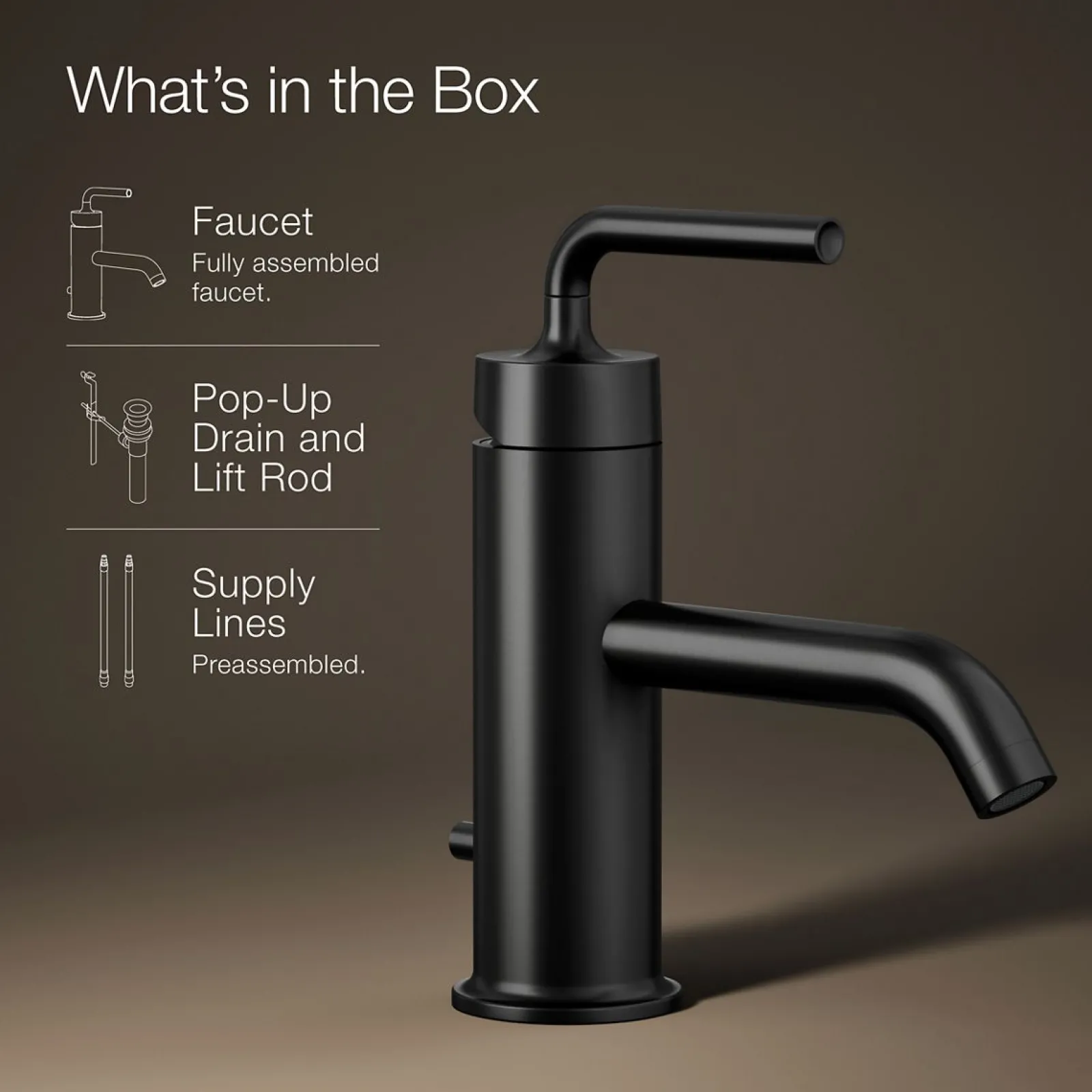 Single-handle bathroom sink faucet with Straight Lever handle, 1.2 gpm^Kohler New