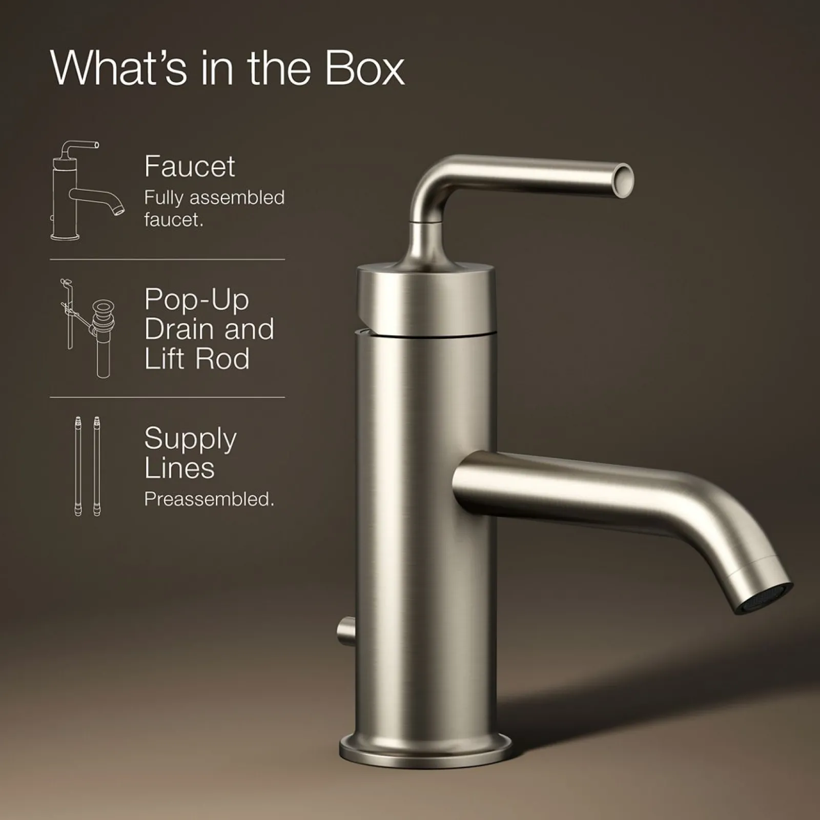 Single-handle bathroom sink faucet with Straight Lever handle, 1.2 gpm^Kohler New