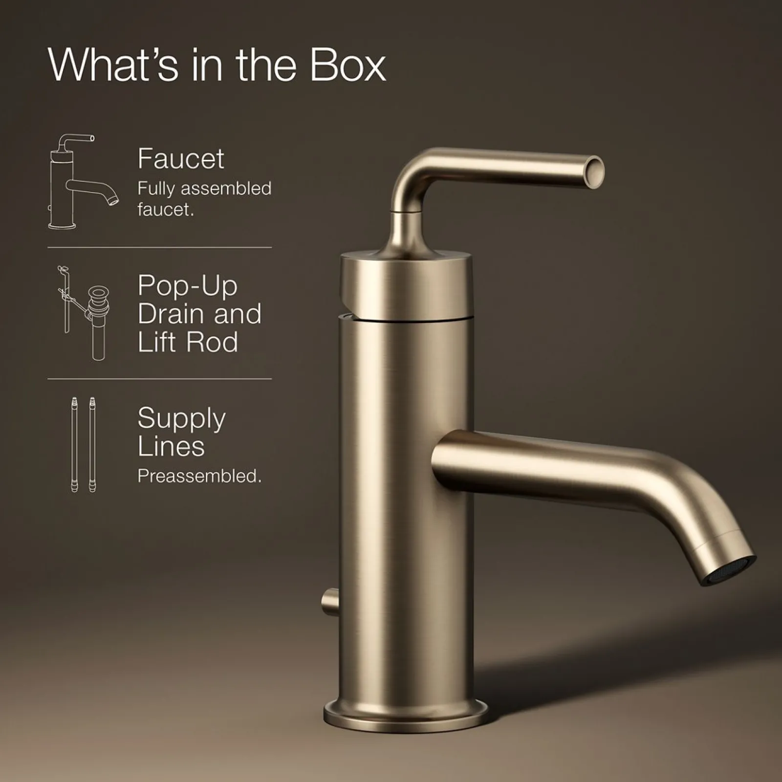 Single-handle bathroom sink faucet with Straight Lever handle, 1.2 gpm^Kohler New