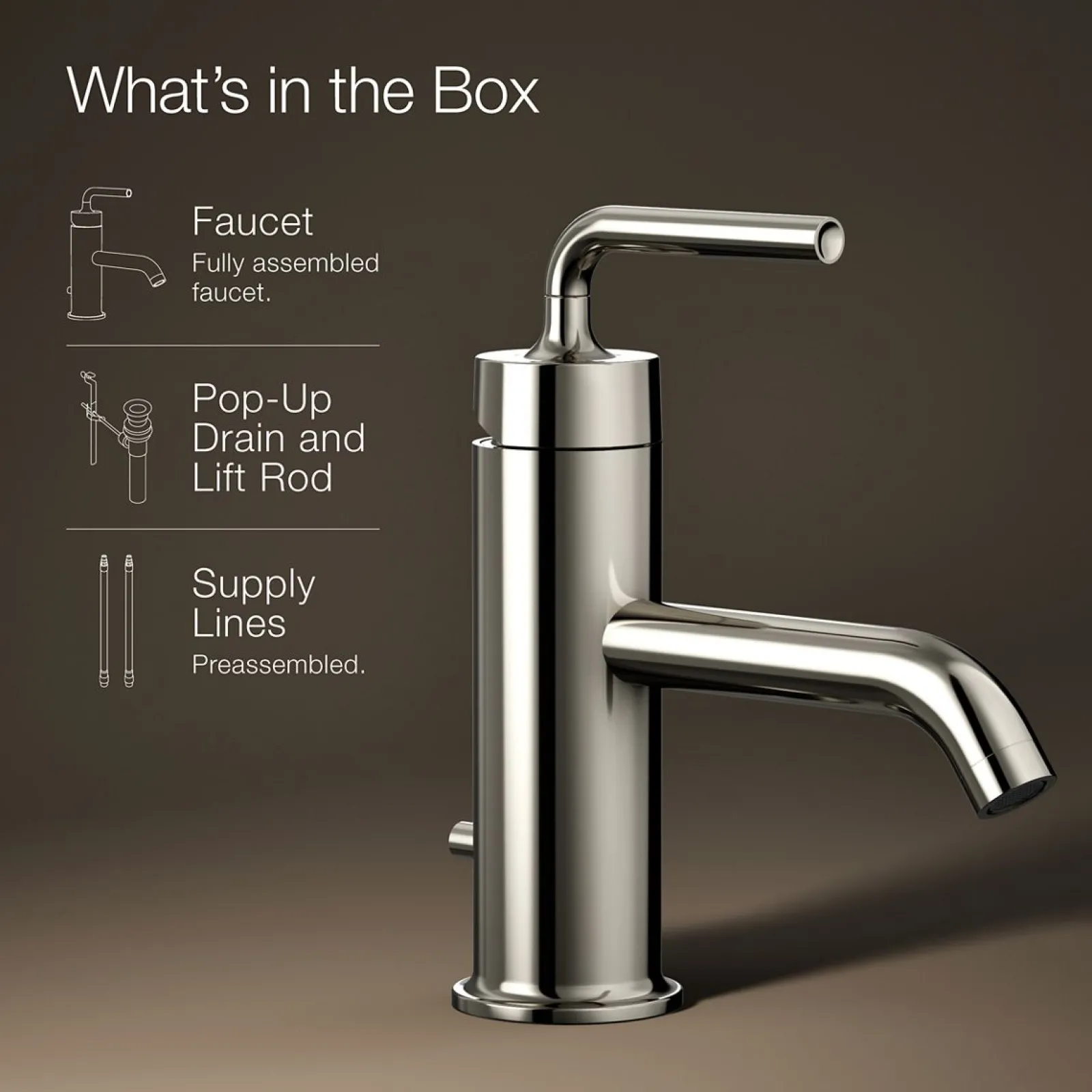 Single-handle bathroom sink faucet with Straight Lever handle, 1.2 gpm^Kohler New