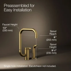 Single-handle kitchen sink faucet with two-function extended-reach spout and side sprayer^Kohler New