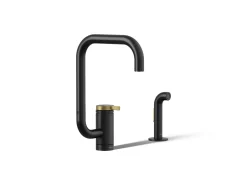 Single-handle kitchen sink faucet with two-function extended-reach spout and side sprayer^Kohler New