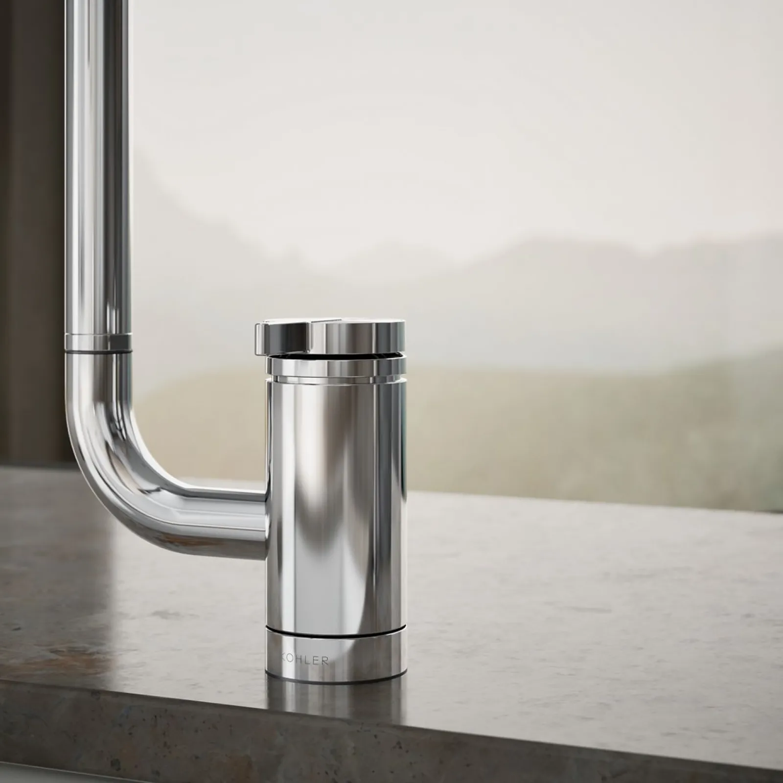 Single-handle kitchen sink faucet with two-function extended-reach spout and side sprayer^Kohler New