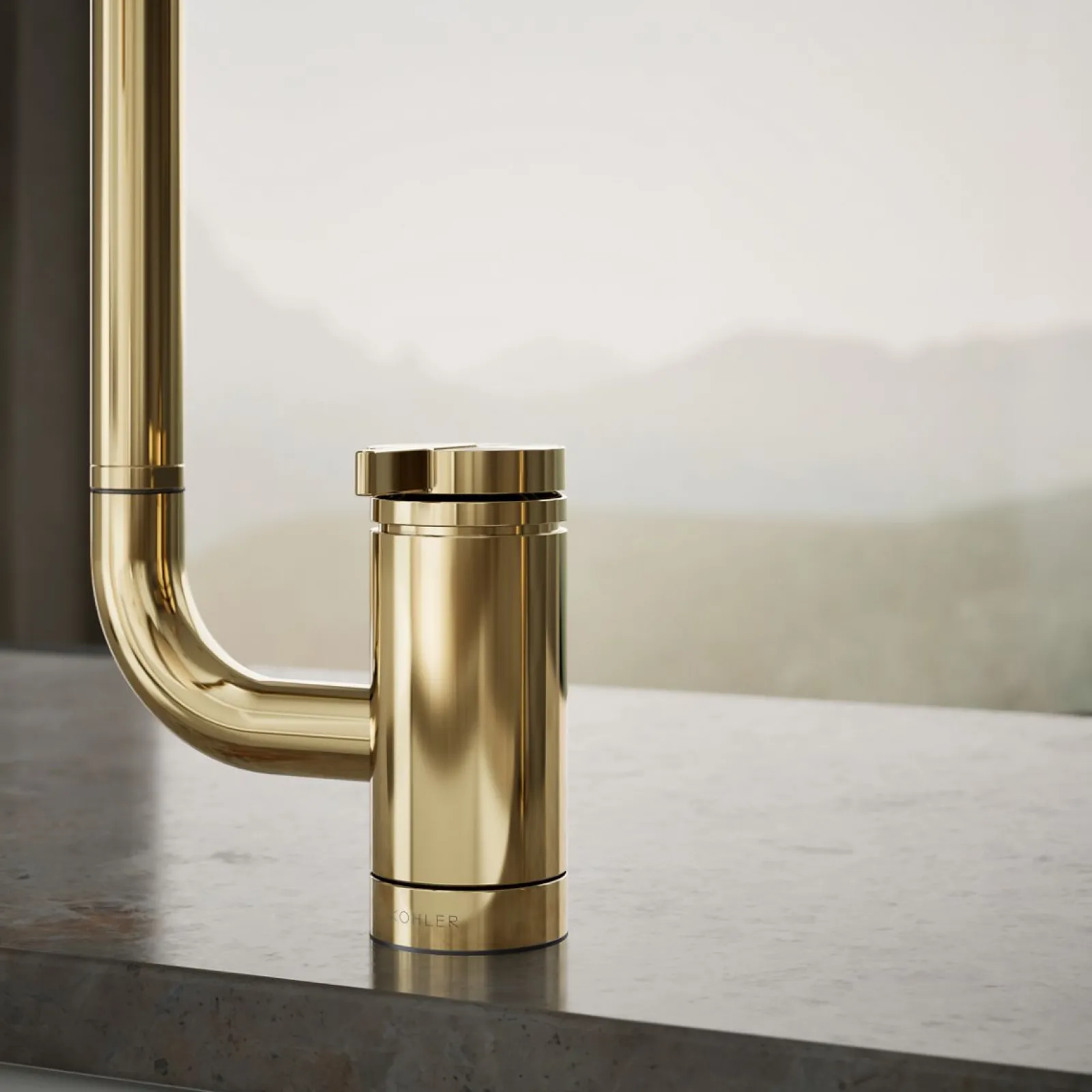 Single-handle kitchen sink faucet with two-function extended-reach spout and side sprayer^Kohler New