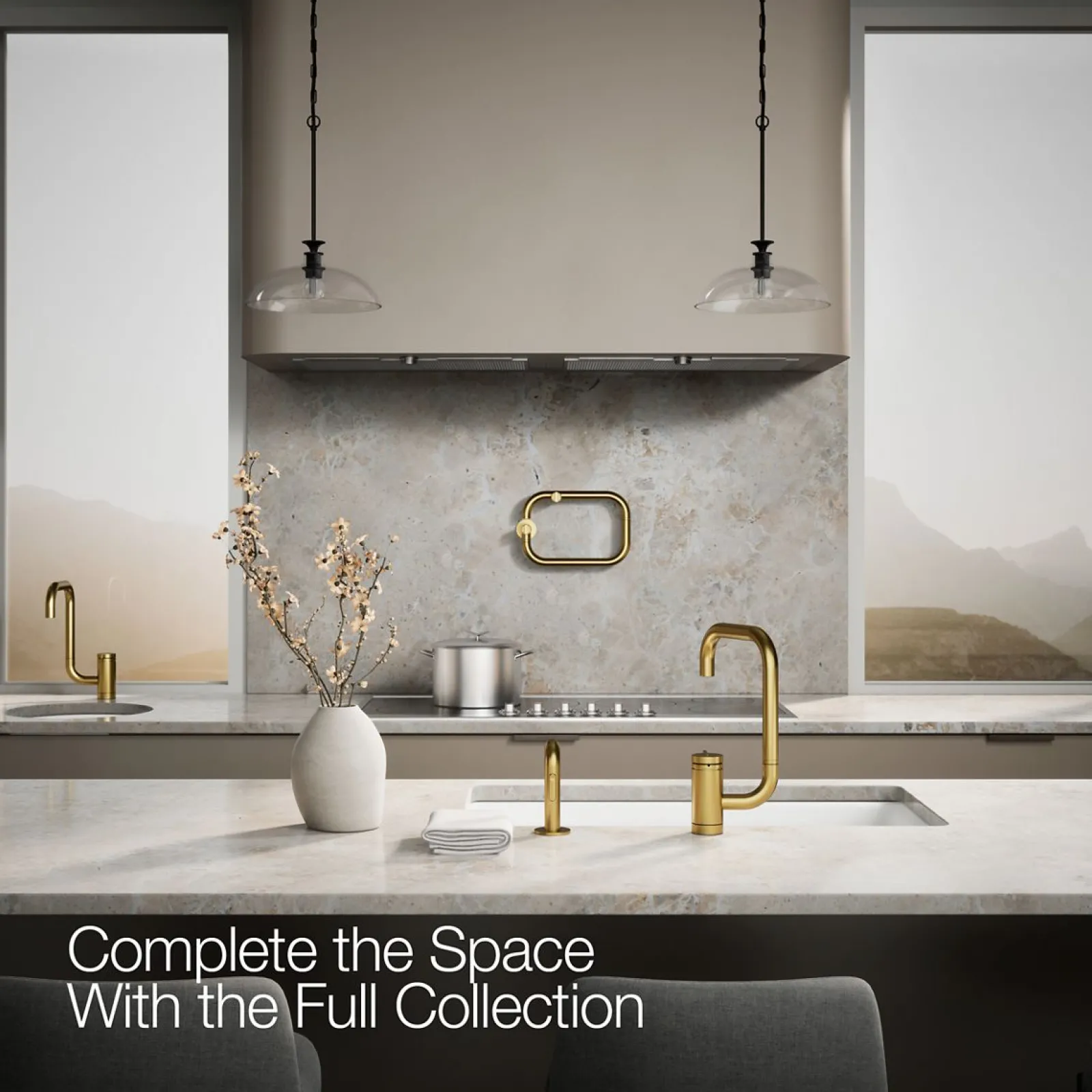 Single-handle kitchen sink faucet with two-function extended-reach spout and side sprayer^Kohler New
