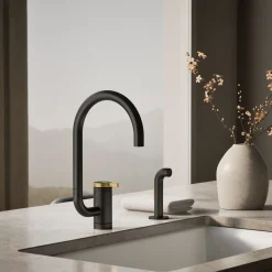Single-handle kitchen sink faucet with two-function extended-reach spout and side sprayer^Kohler Discount