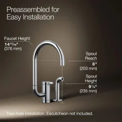 Single-handle kitchen sink faucet with two-function extended-reach spout and side sprayer^Kohler Discount