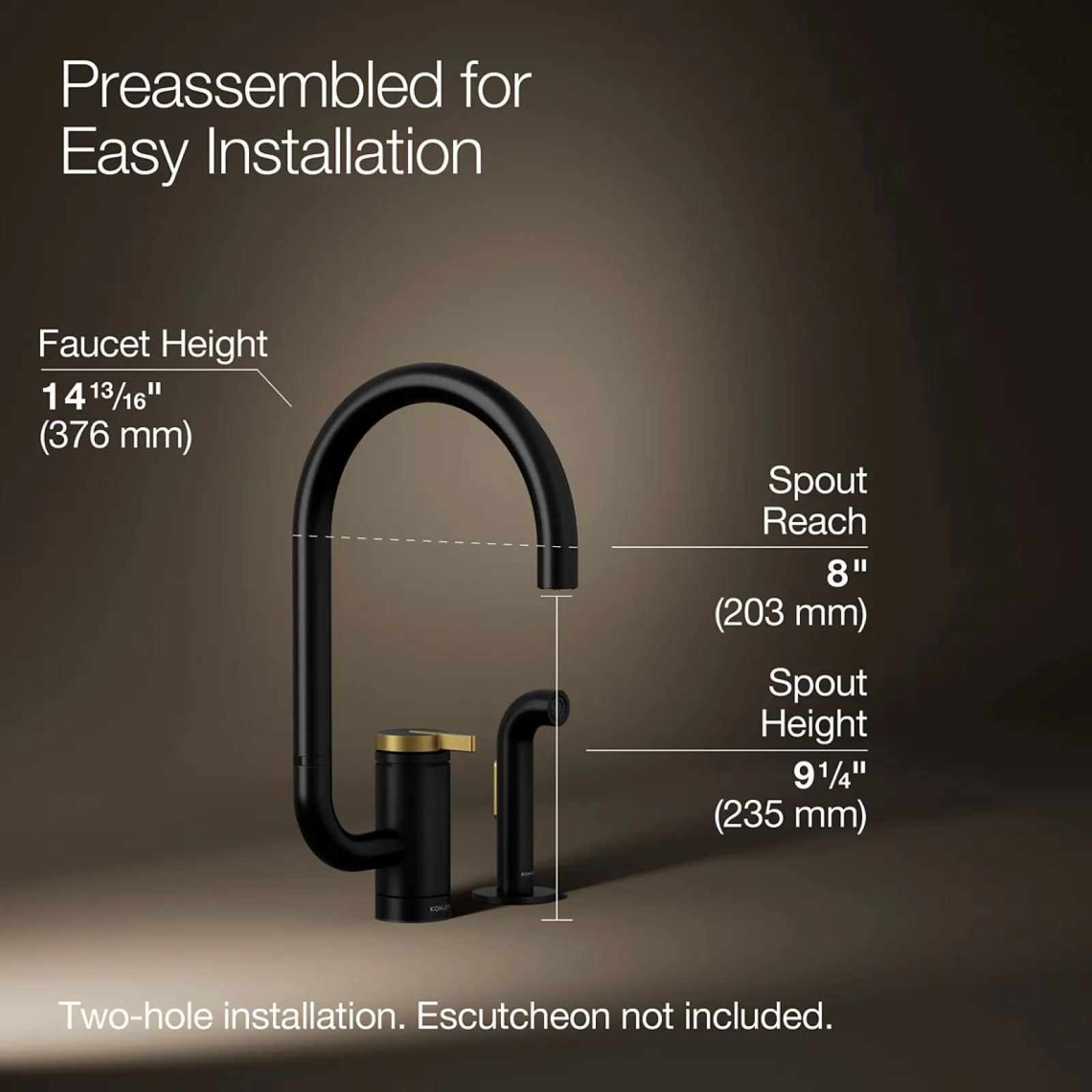Single-handle kitchen sink faucet with two-function extended-reach spout and side sprayer^Kohler Discount