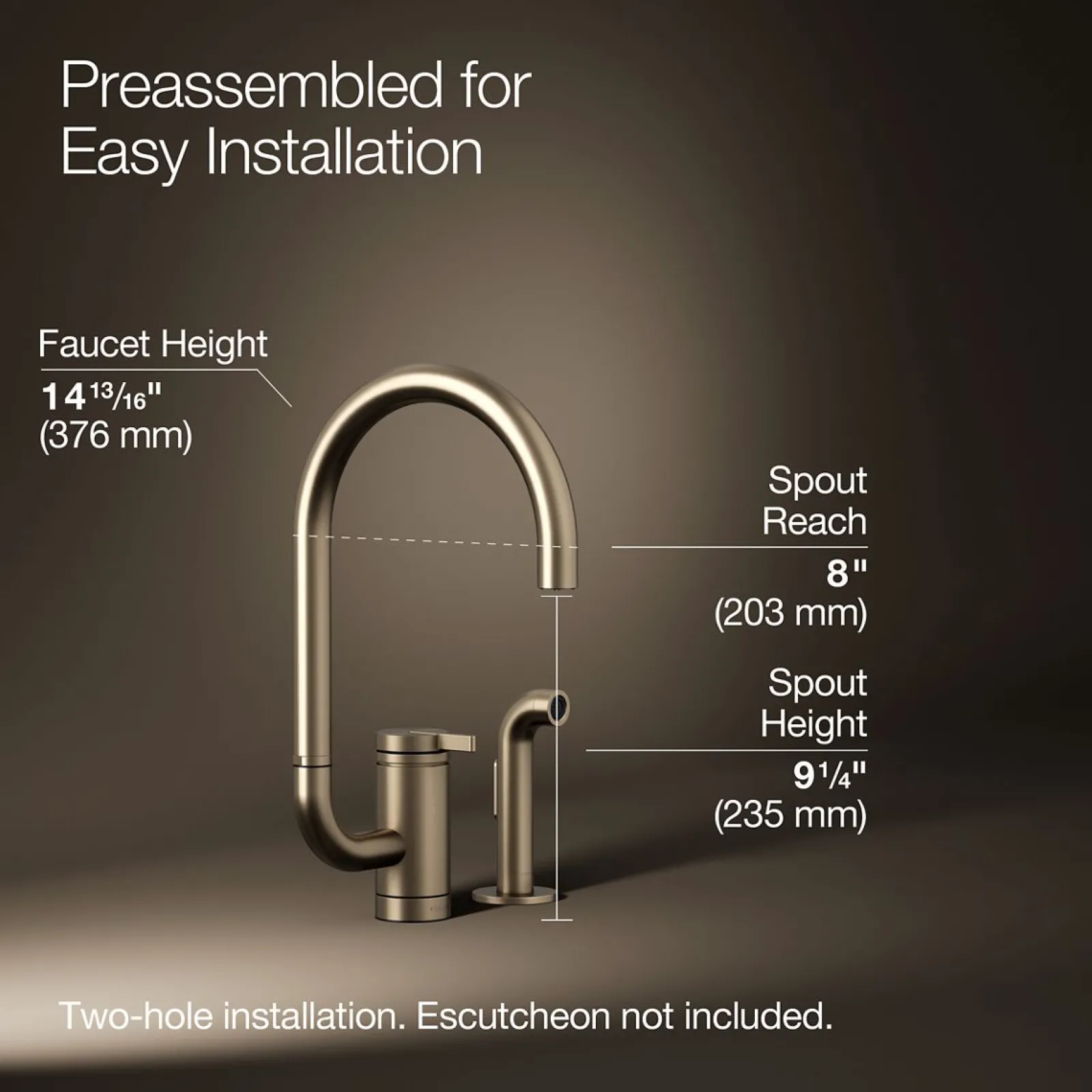 Single-handle kitchen sink faucet with two-function extended-reach spout and side sprayer^Kohler Discount