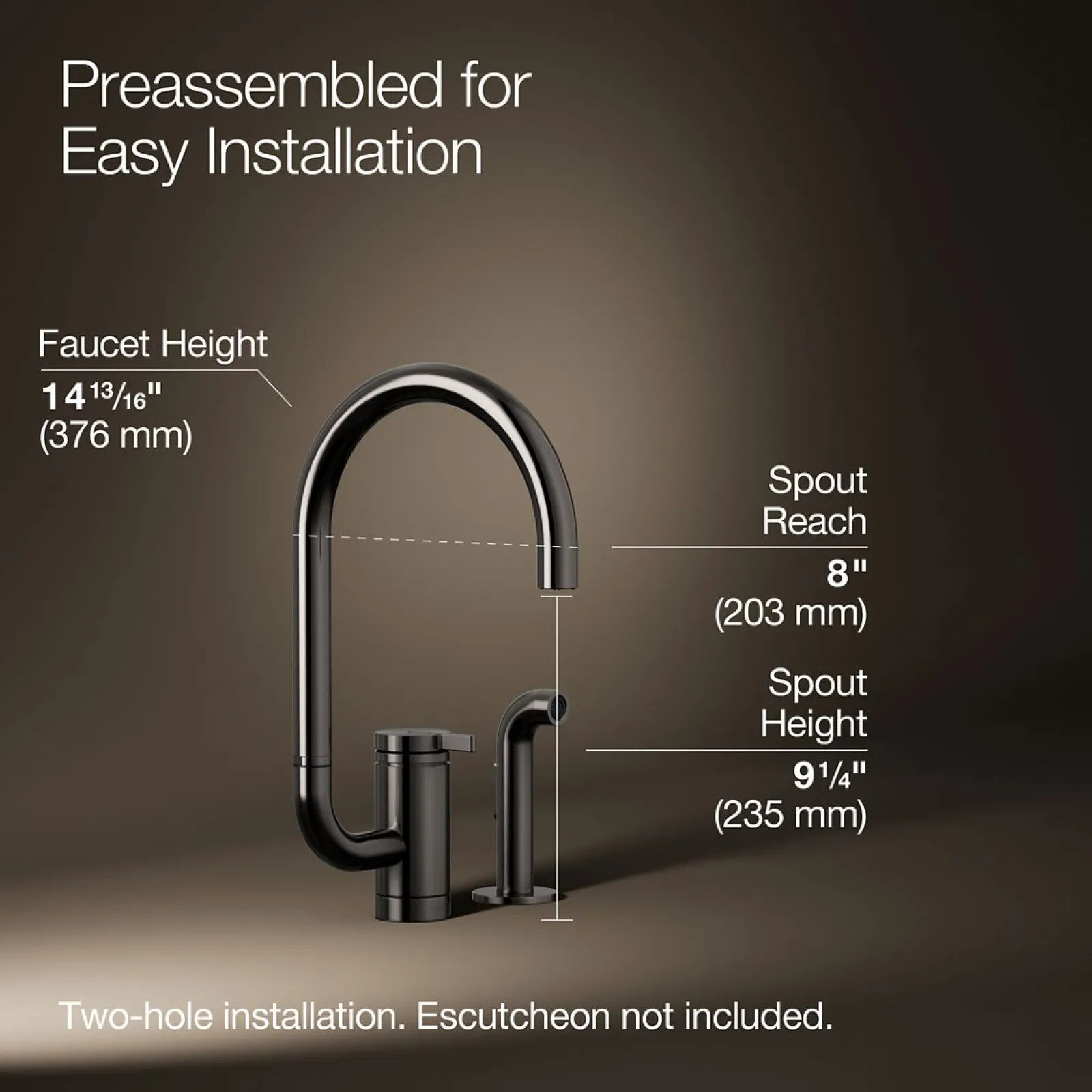 Single-handle kitchen sink faucet with two-function extended-reach spout and side sprayer^Kohler Discount