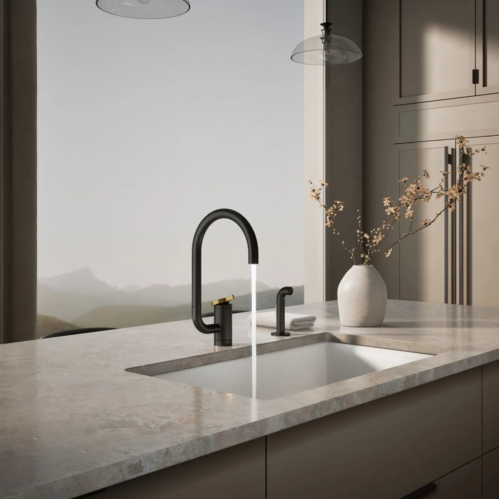 Single-handle kitchen sink faucet with two-function extended-reach spout and side sprayer^Kohler Discount