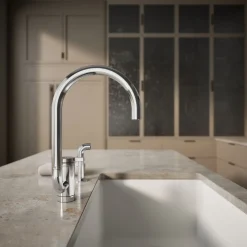 Single-handle kitchen sink faucet with two-function extended-reach spout and side sprayer^Kohler Discount