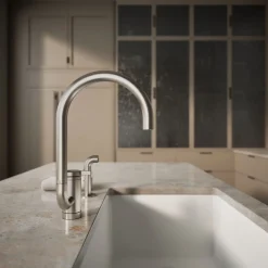 Single-handle kitchen sink faucet with two-function extended-reach spout and side sprayer^Kohler Discount