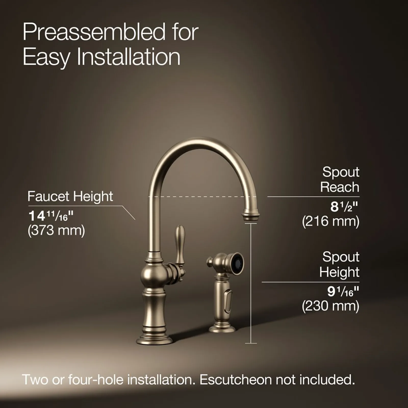 Single-handle kitchen sink faucet with two-function sprayhead^Kohler Outlet