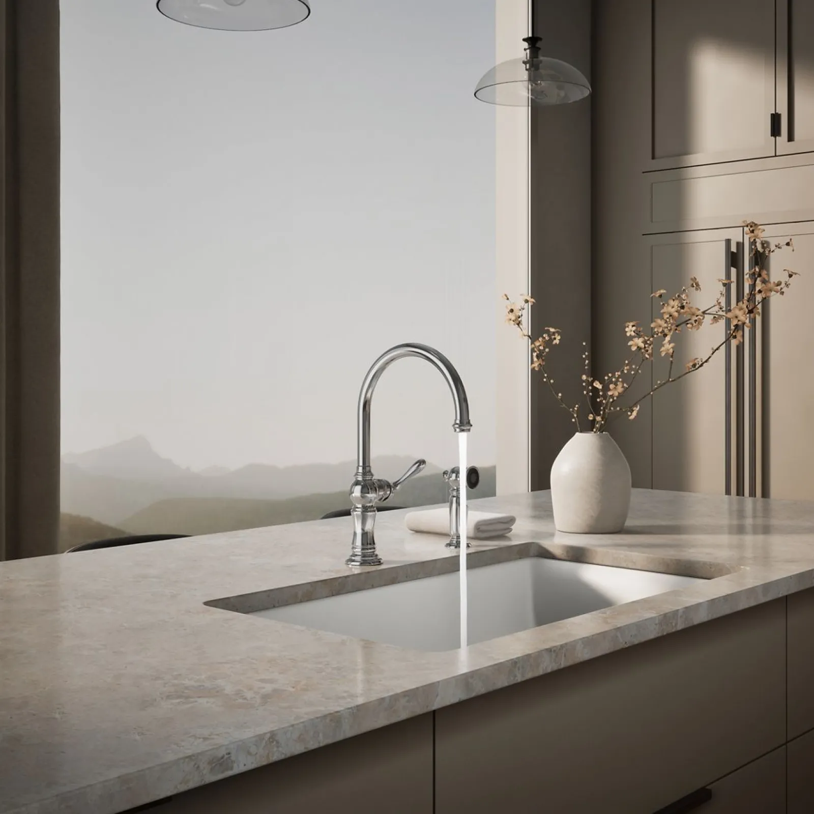 Single-handle kitchen sink faucet with two-function sprayhead^Kohler Outlet