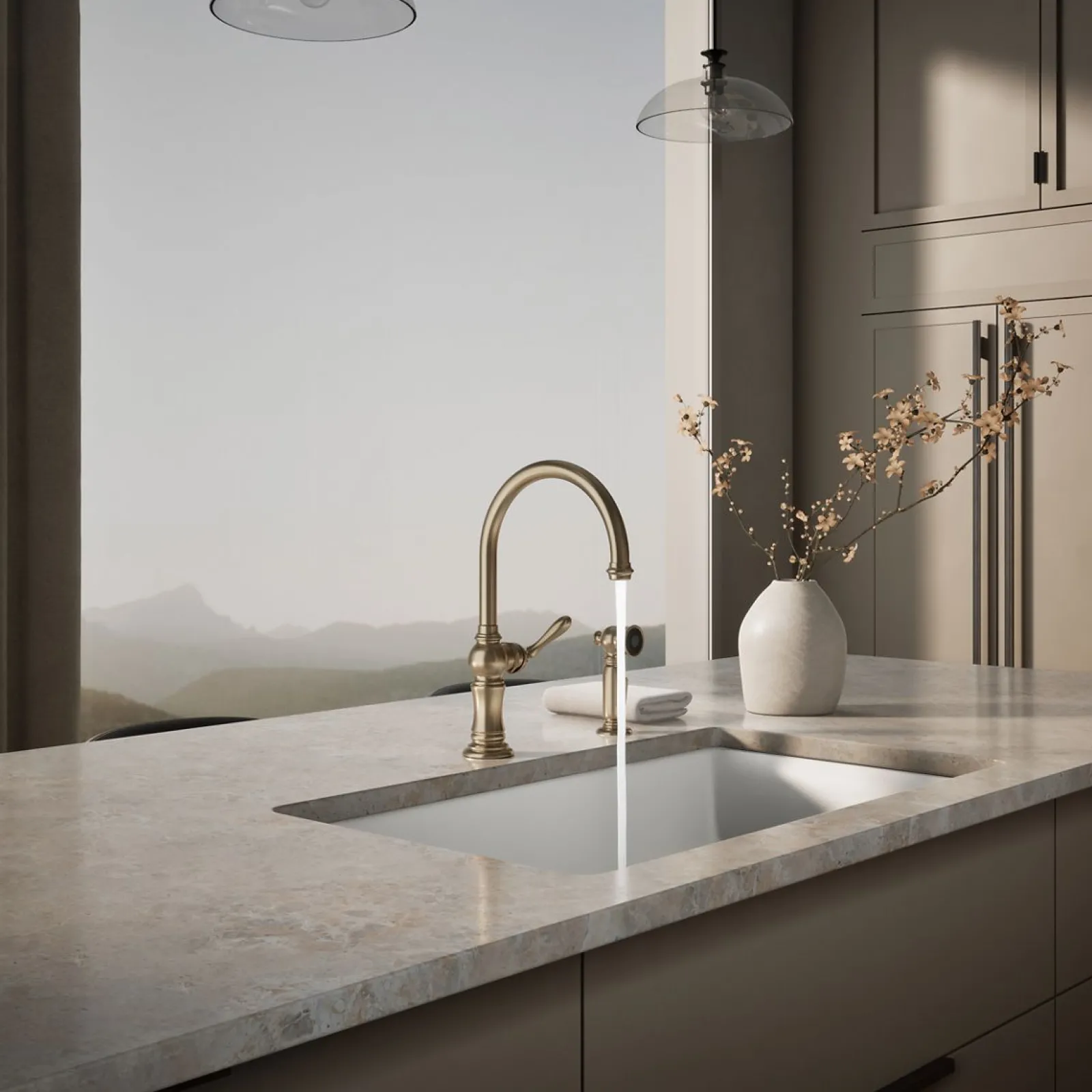 Single-handle kitchen sink faucet with two-function sprayhead^Kohler Outlet