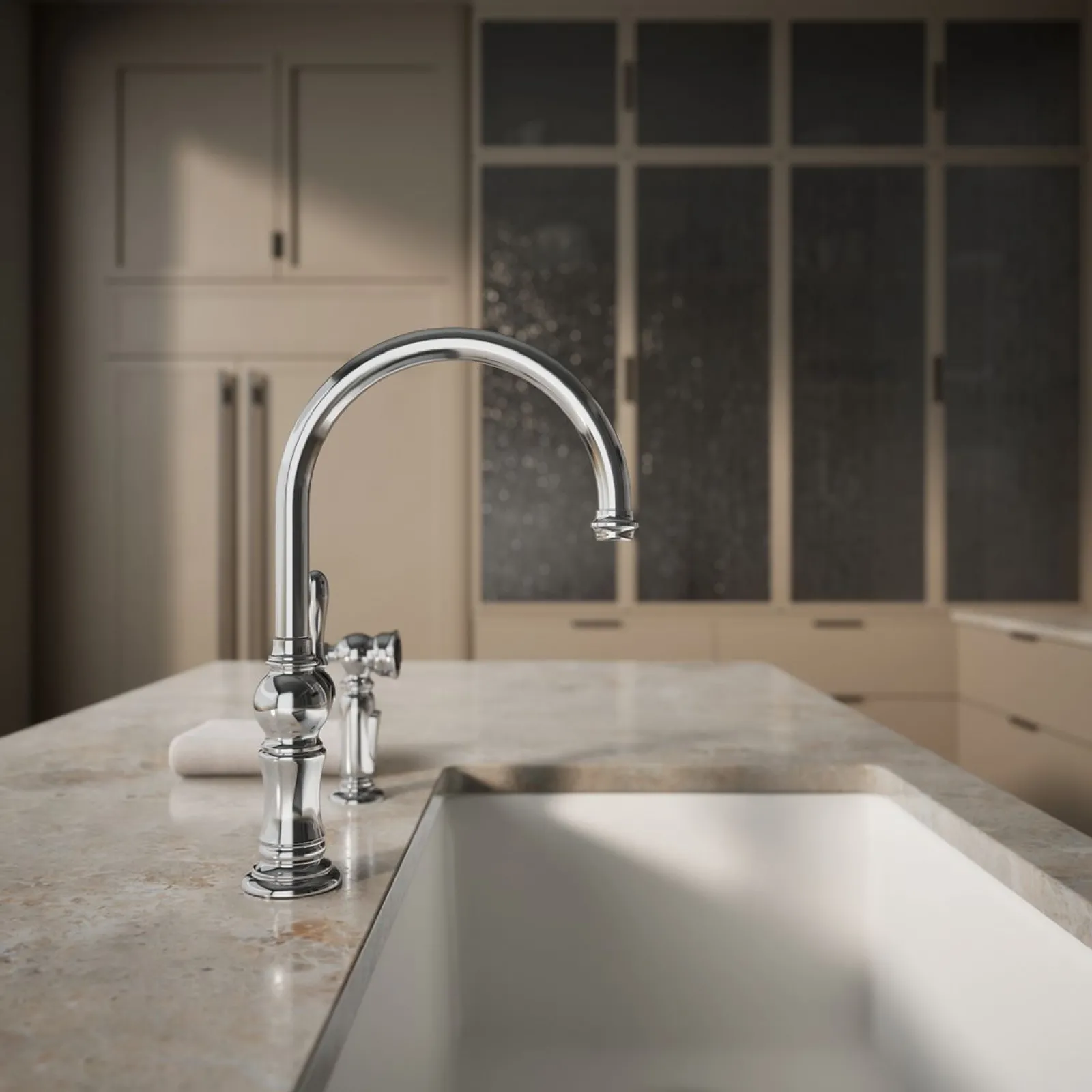 Single-handle kitchen sink faucet with two-function sprayhead^Kohler Outlet