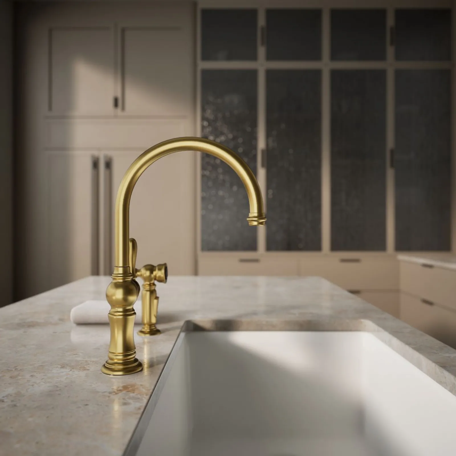 Single-handle kitchen sink faucet with two-function sprayhead^Kohler Outlet