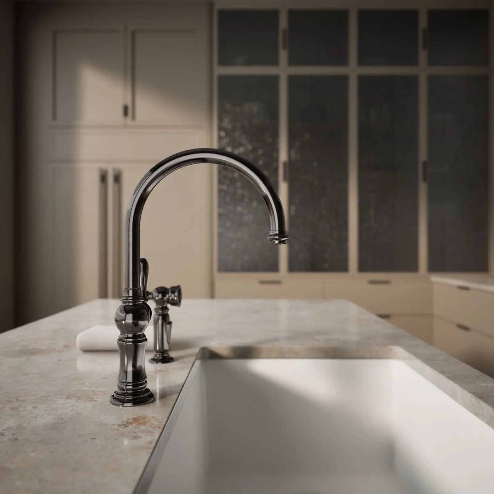 Single-handle kitchen sink faucet with two-function sprayhead^Kohler Outlet
