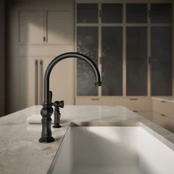 Single-handle kitchen sink faucet with two-function sprayhead^Kohler Outlet