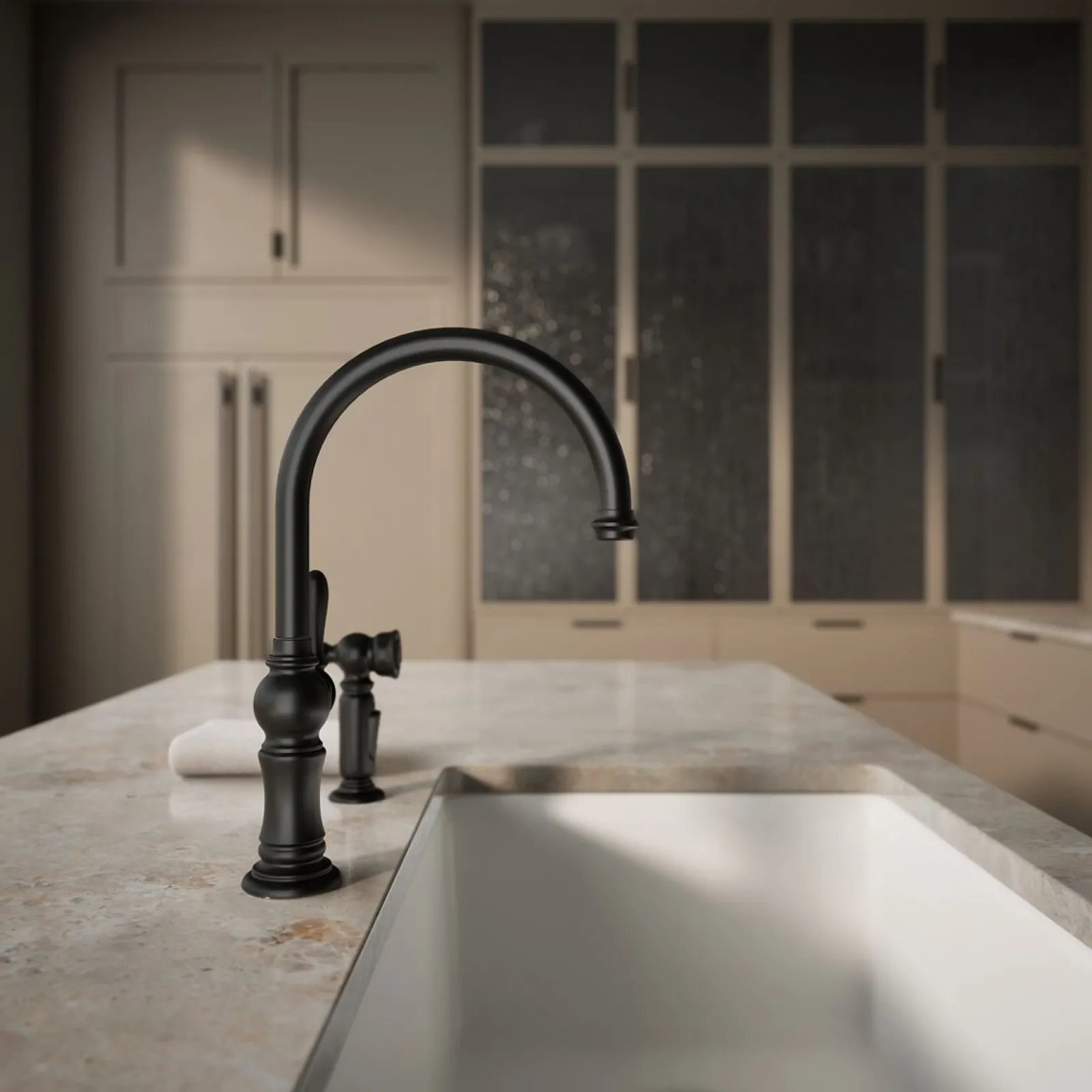 Single-handle kitchen sink faucet with two-function sprayhead^Kohler Outlet