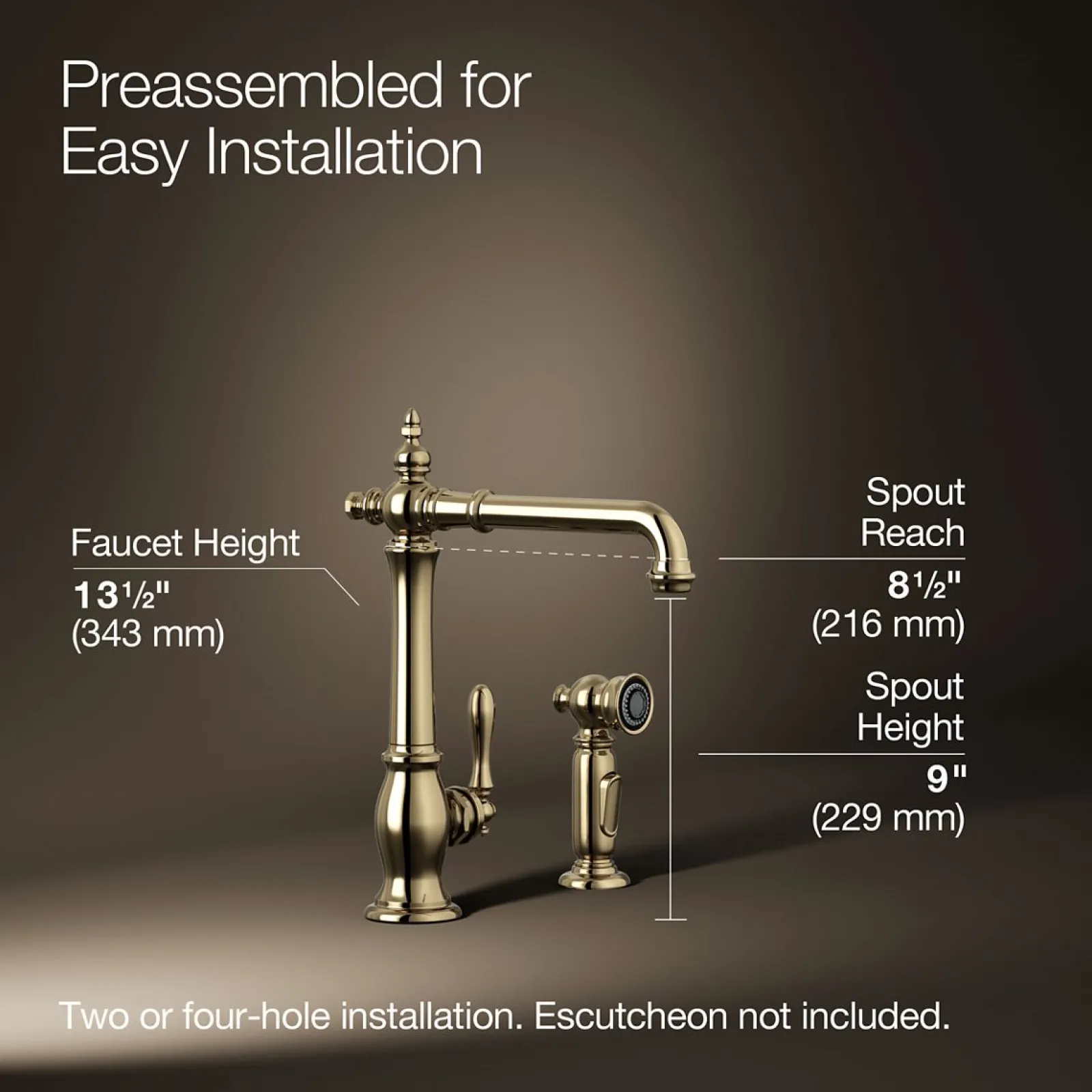 Single-handle kitchen sink faucet with side sprayer^Kohler Hot
