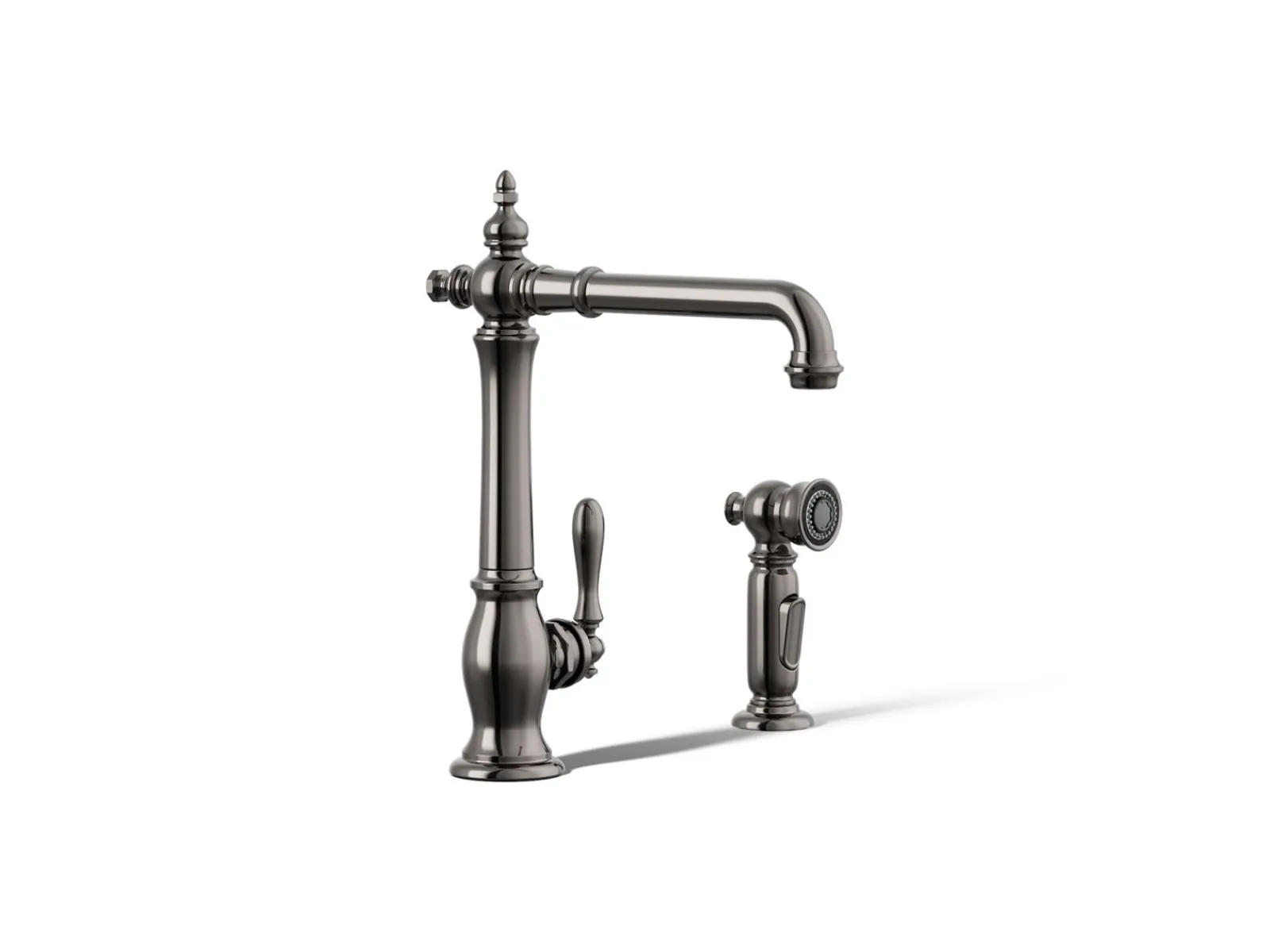 Single-handle kitchen sink faucet with side sprayer^Kohler Hot