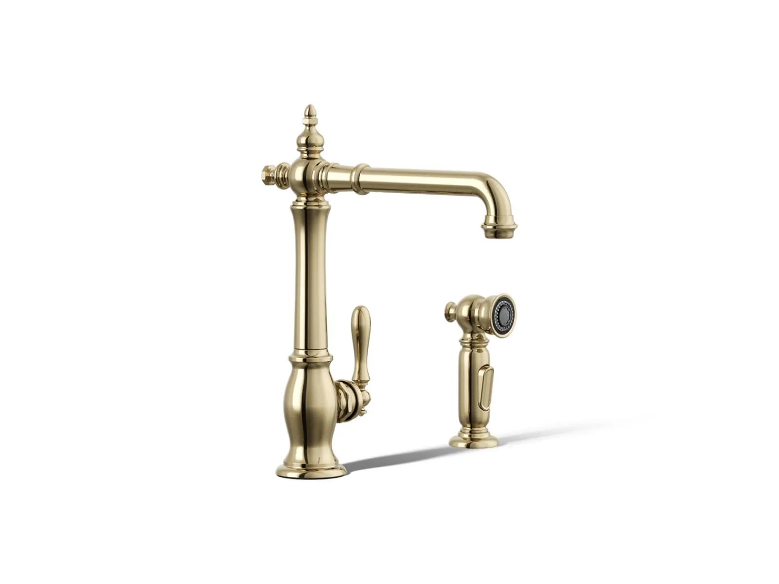 Single-handle kitchen sink faucet with side sprayer^Kohler Hot