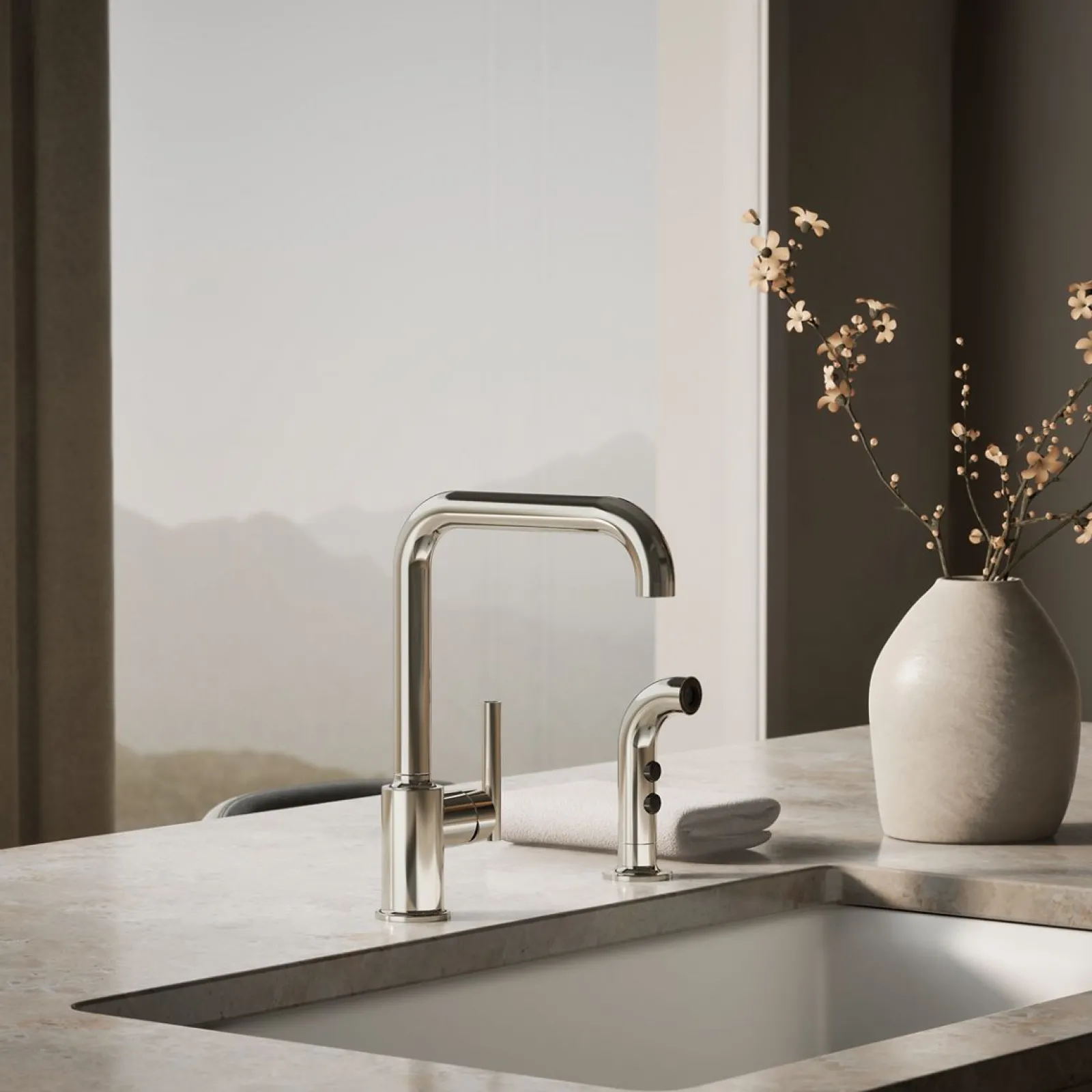 Single-handle kitchen sink faucet with side sprayer^Kohler Discount