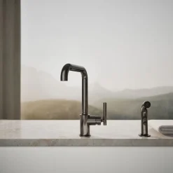 Single-handle kitchen sink faucet with side sprayer^Kohler Discount