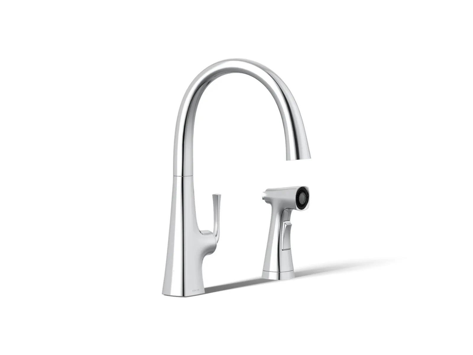 Single-handle kitchen sink faucet with two-function side sprayer^Kohler Hot