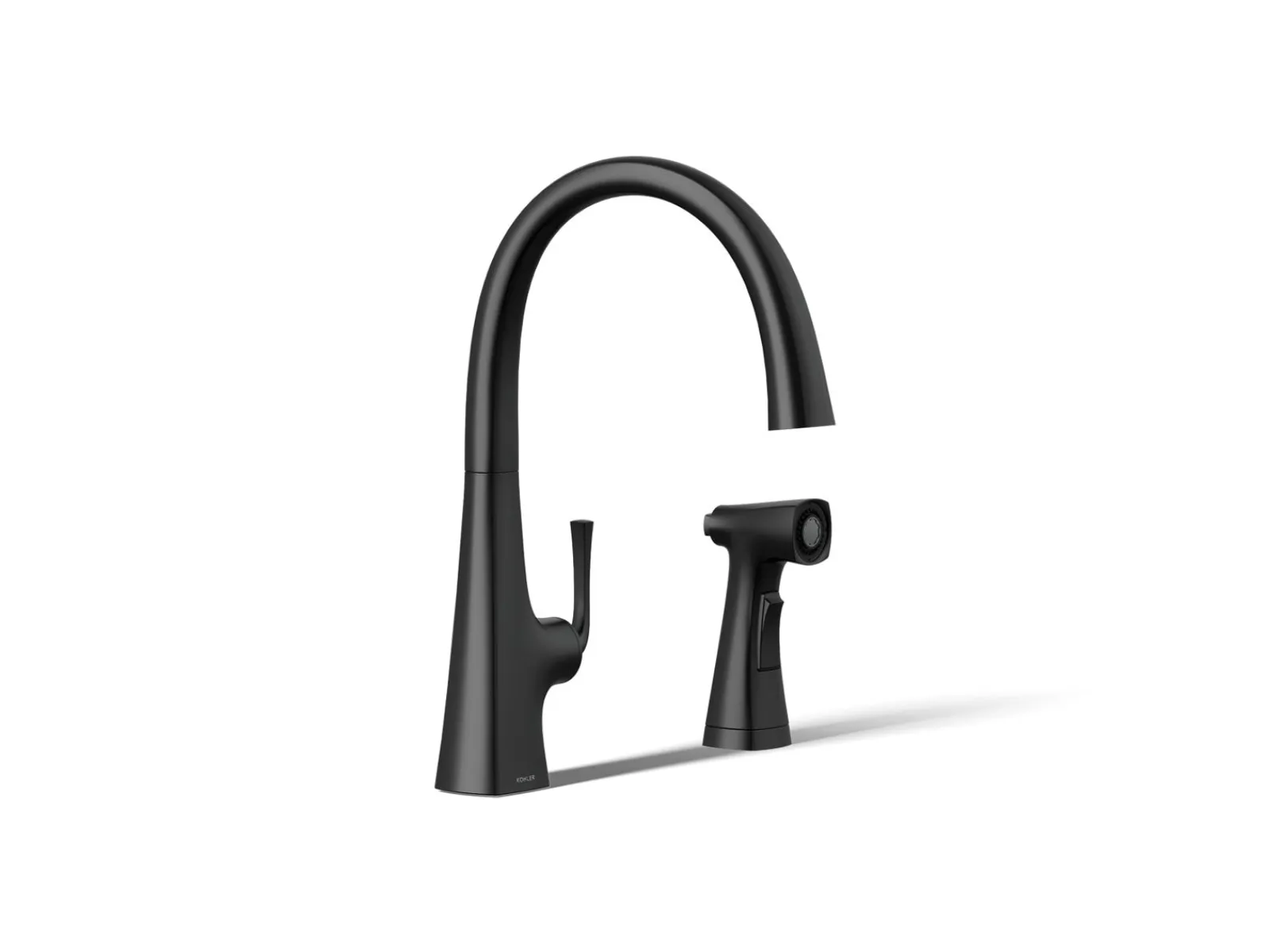 Single-handle kitchen sink faucet with two-function side sprayer^Kohler Hot