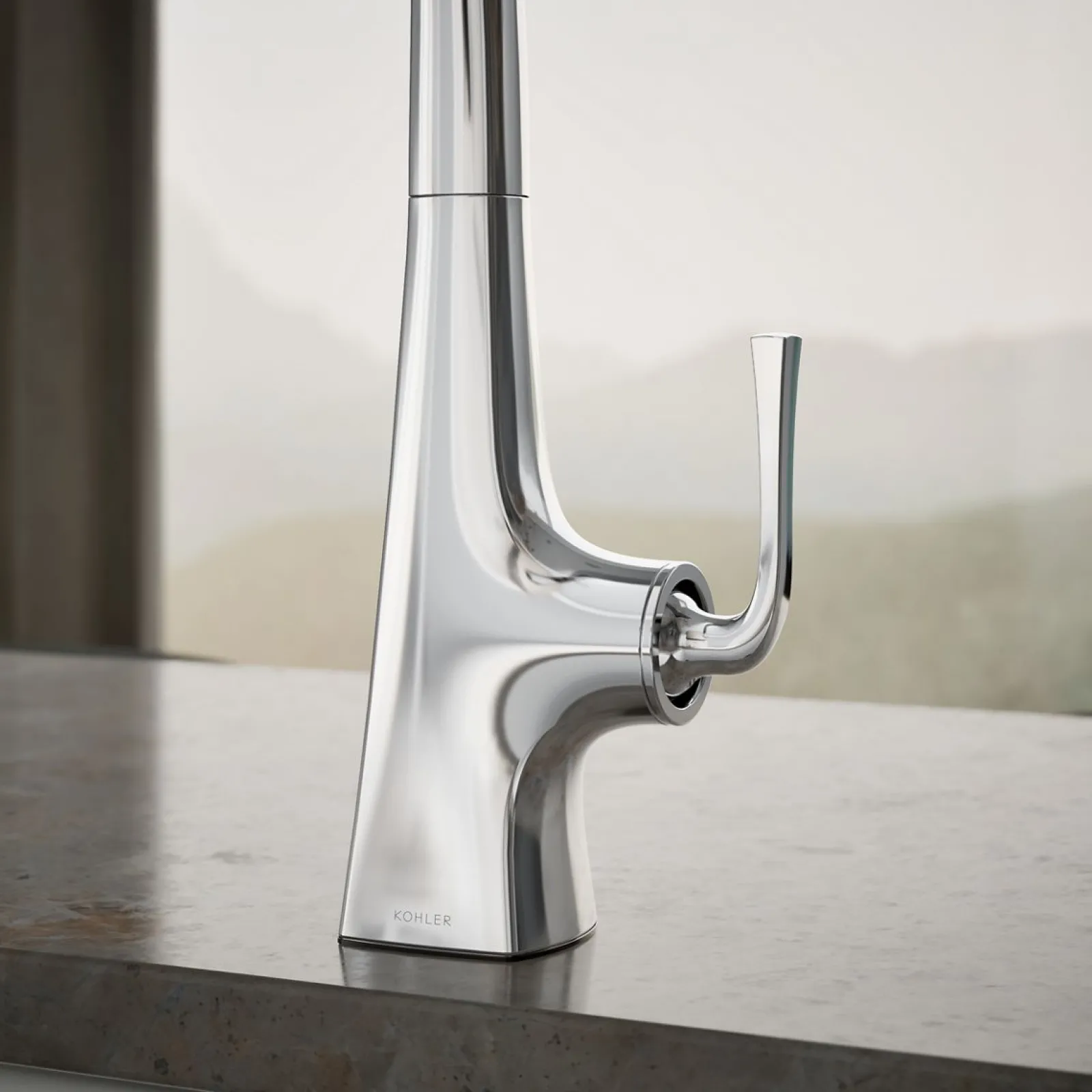 Single-handle kitchen sink faucet with two-function side sprayer^Kohler Hot