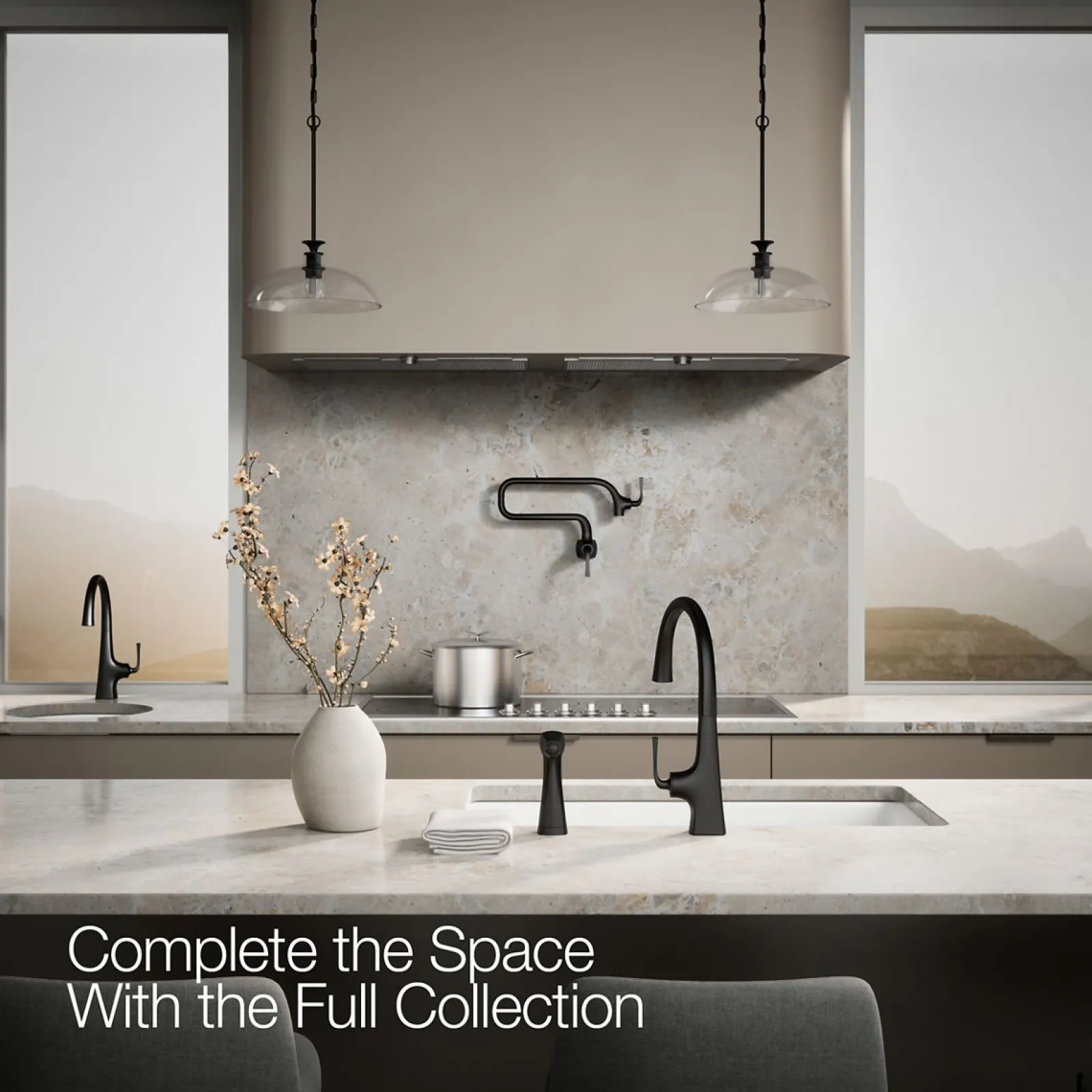 Single-handle kitchen sink faucet with two-function side sprayer^Kohler Hot