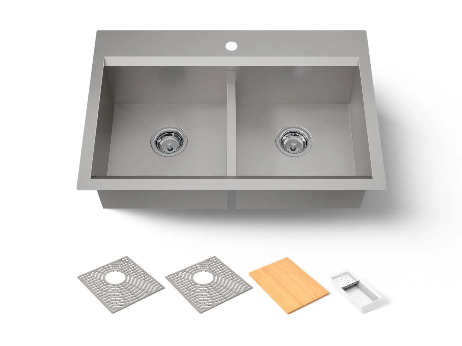 Smart Divide® 33" top-/undermount double-bowl workstation kitchen sink^Kohler Online