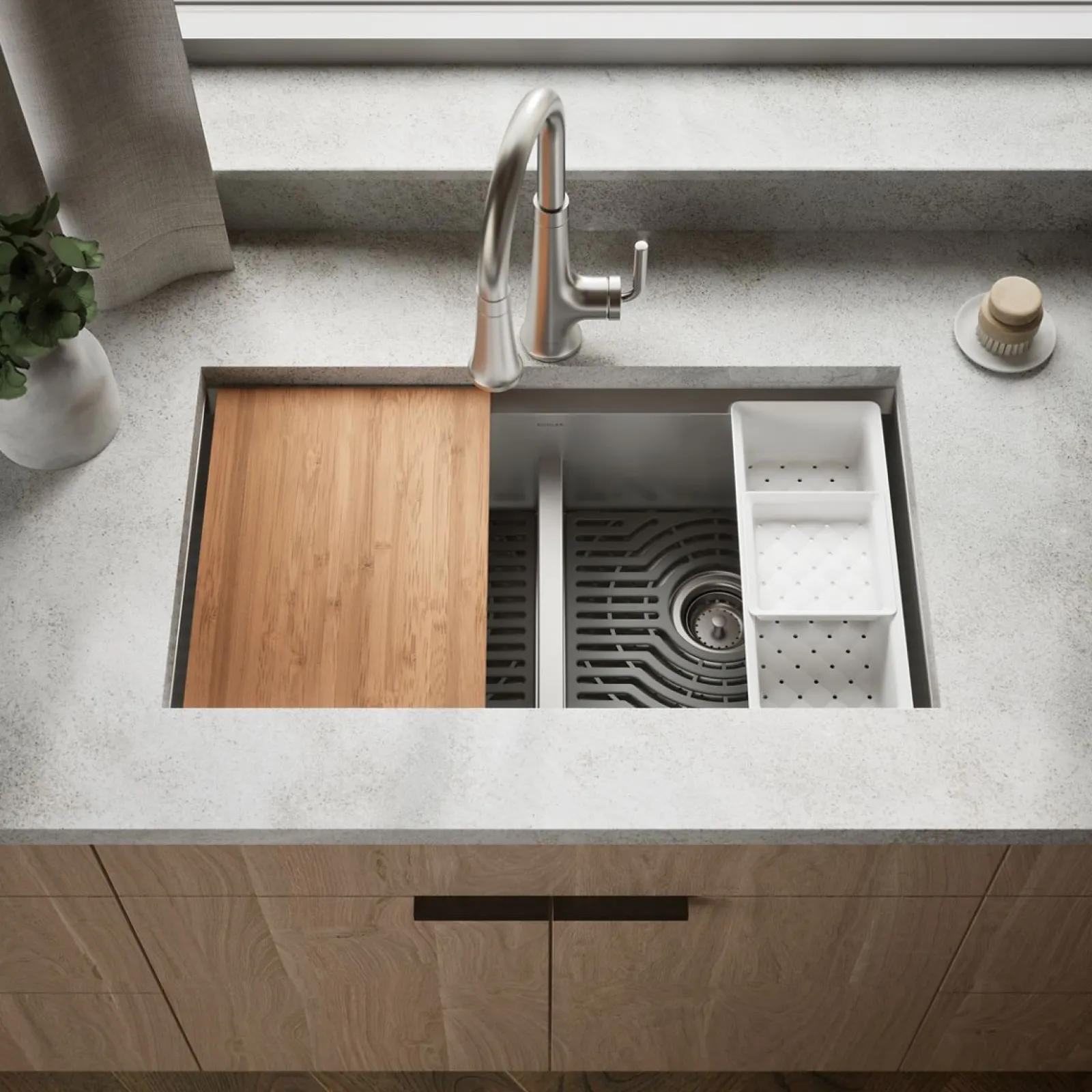 Smart Divide® 33" top-/undermount double-bowl workstation kitchen sink^Kohler Online