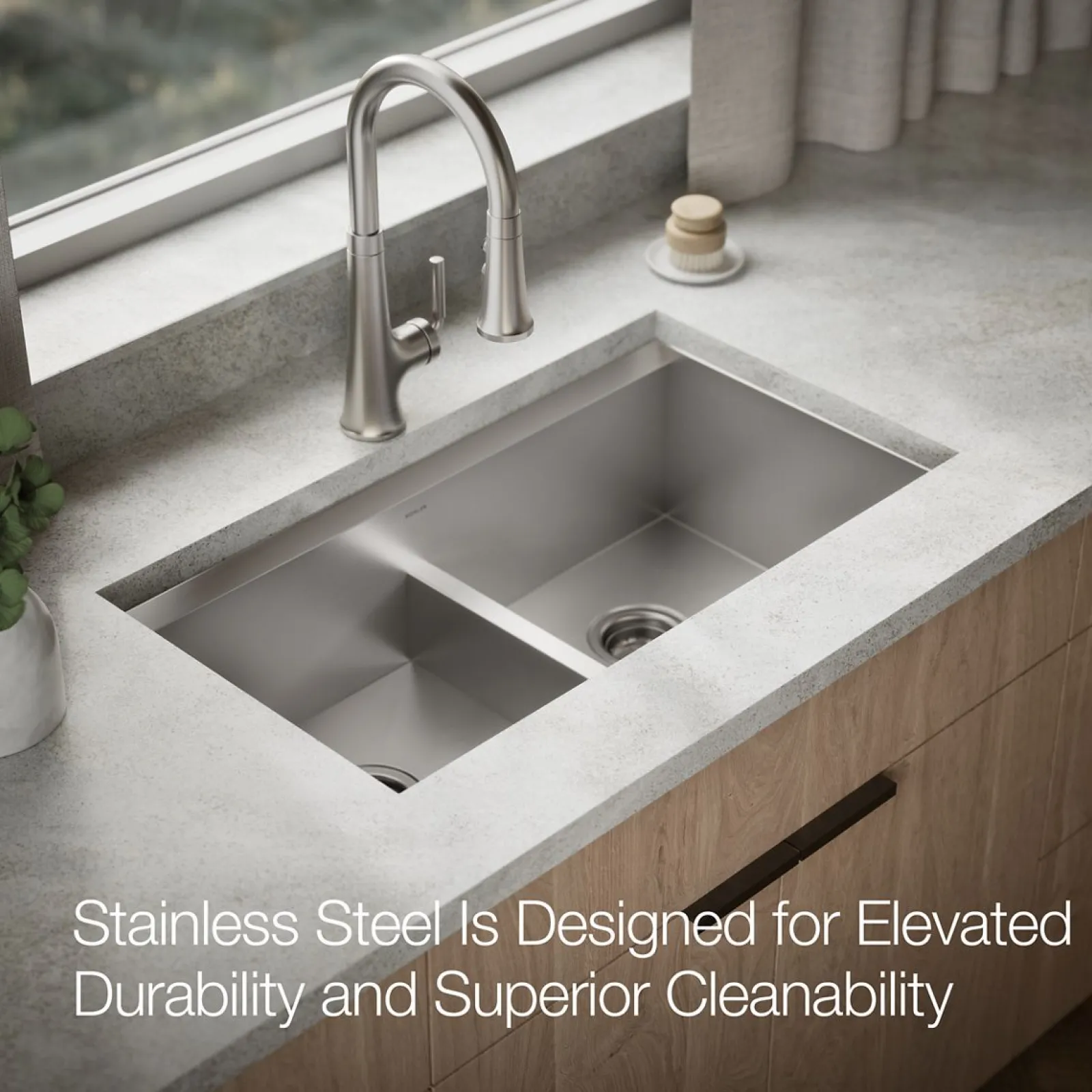 Smart Divide® 33" top-/undermount double-bowl workstation kitchen sink^Kohler Online
