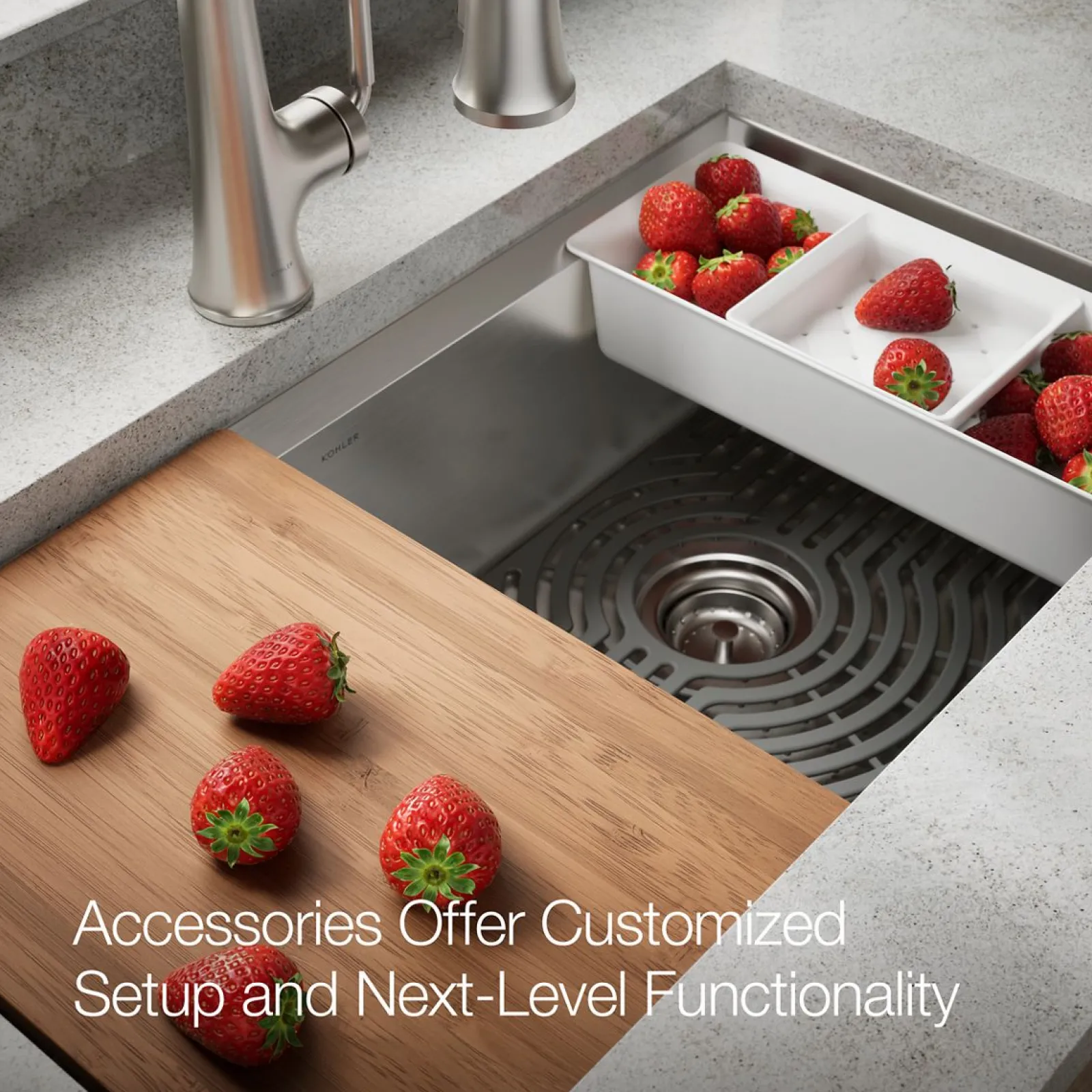 Smart Divide® 33" top-/undermount double-bowl workstation kitchen sink^Kohler Online