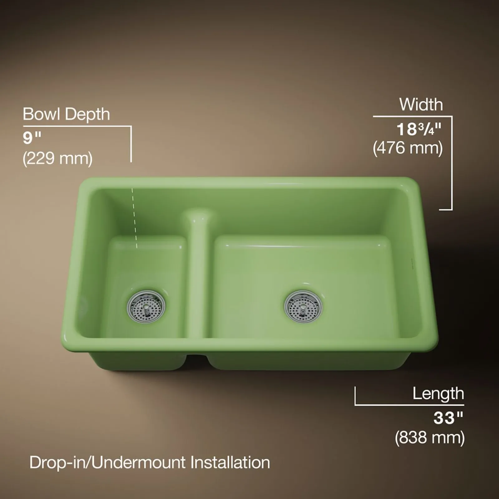 Smart Divide® 33" top-/undermount double-bowl kitchen sink^Kohler Outlet