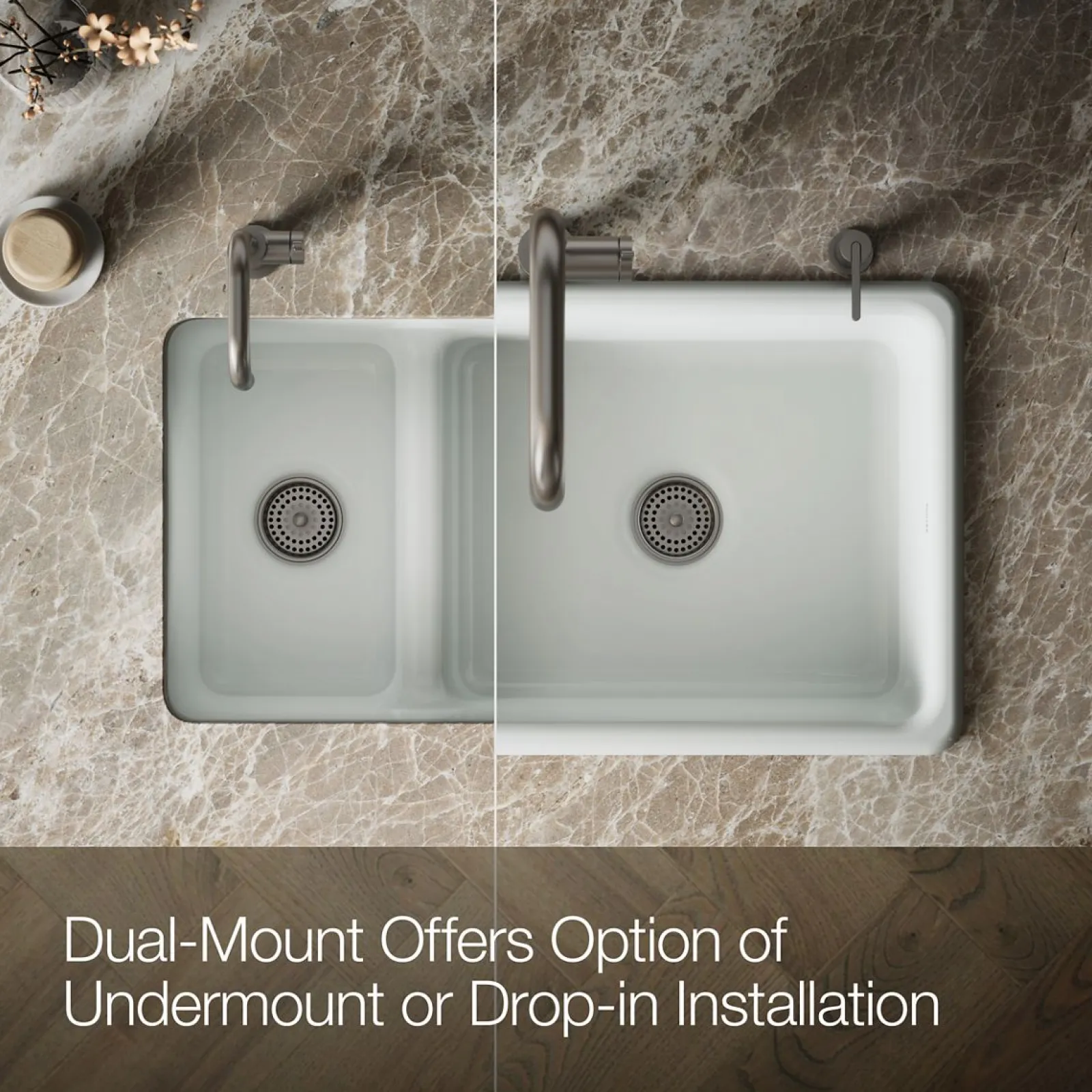 Smart Divide® 33" top-/undermount double-bowl kitchen sink^Kohler Outlet