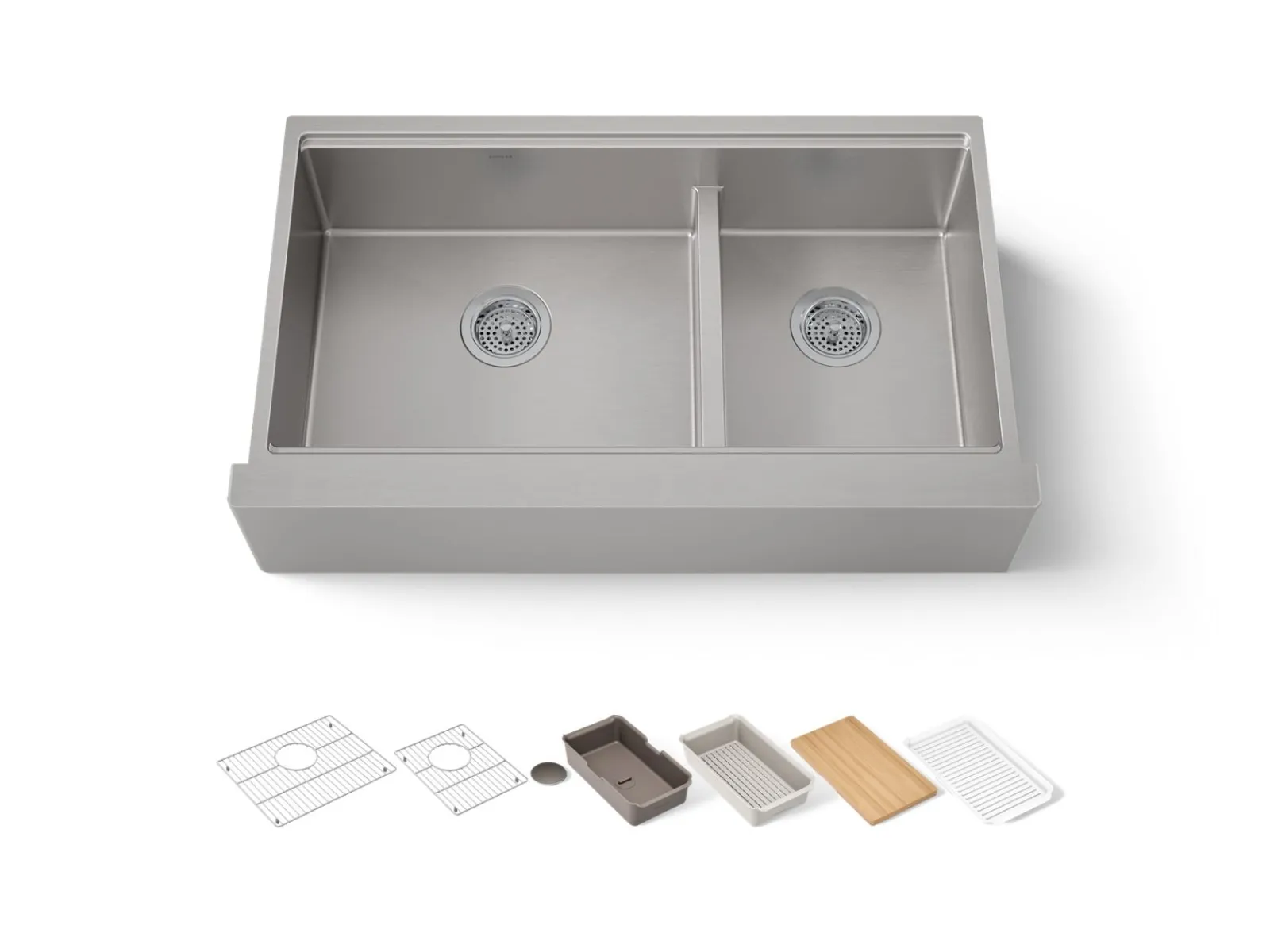 Smart Divide® 35-1/2” undermount double-bowl farmhouse workstation kitchen sink^Kohler Hot