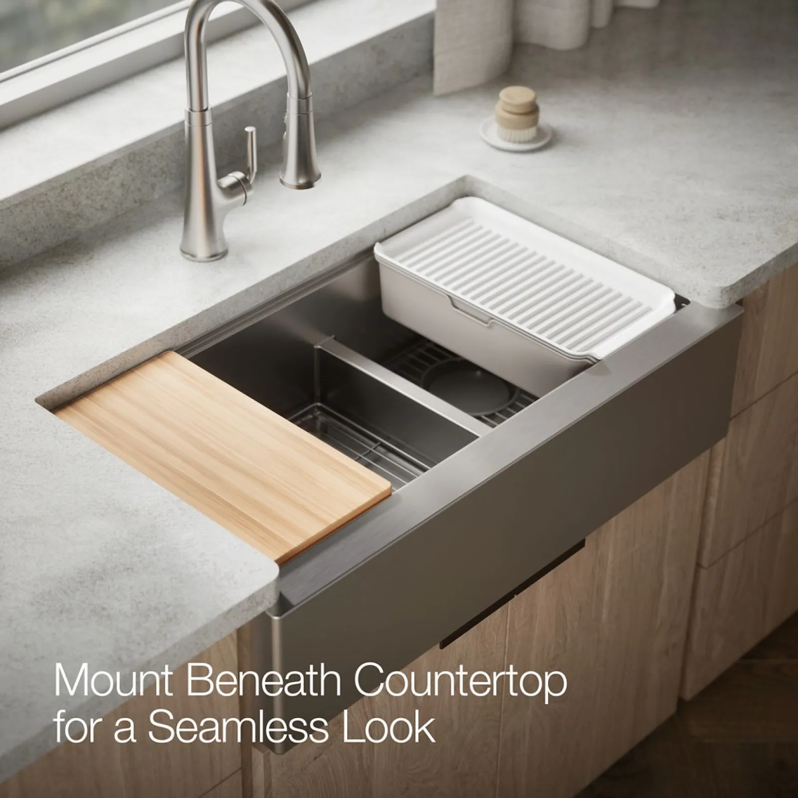 Smart Divide® 35-1/2” undermount double-bowl farmhouse workstation kitchen sink^Kohler Hot