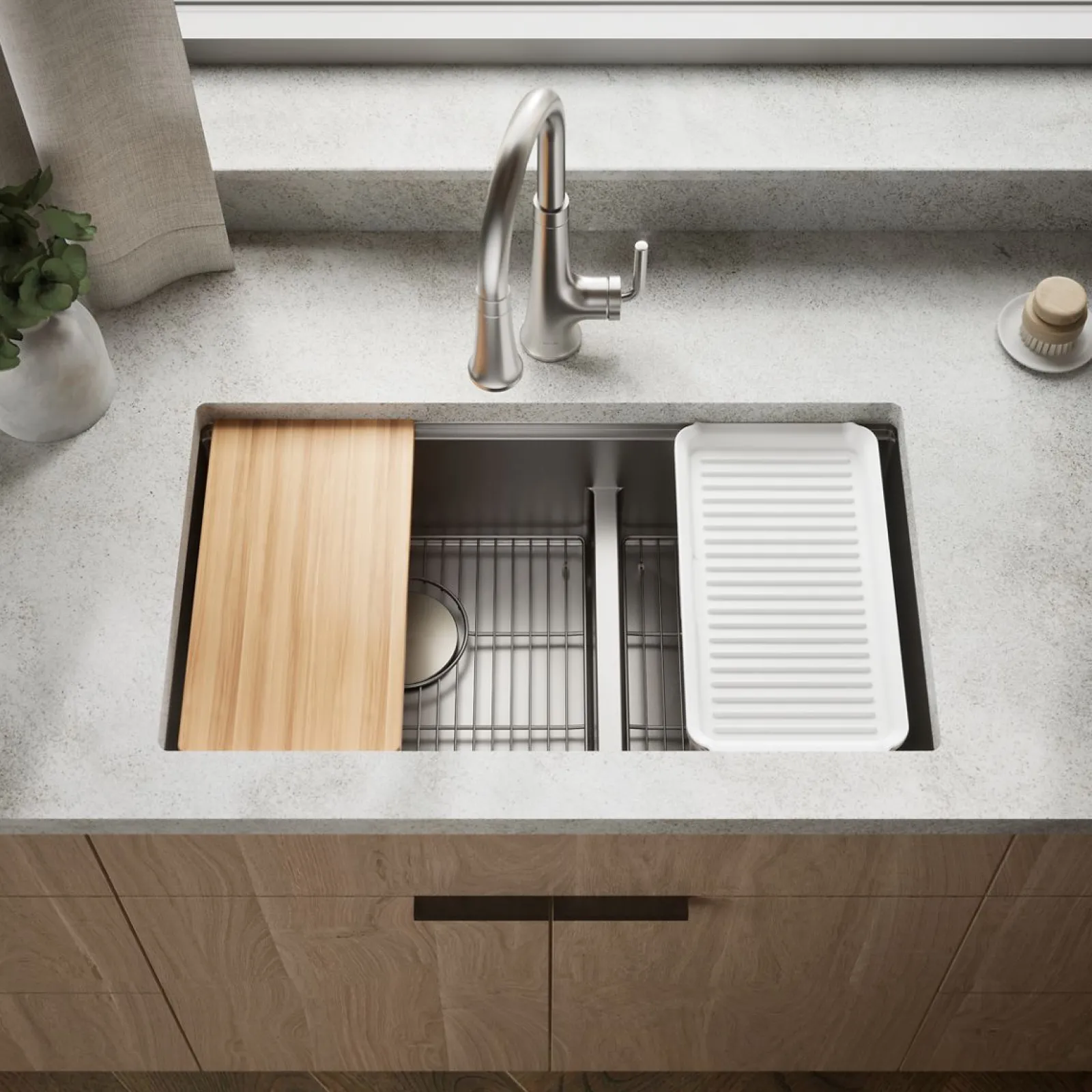 Smart Divide® 32" undermount double-bowl workstation kitchen sink^Kohler Hot