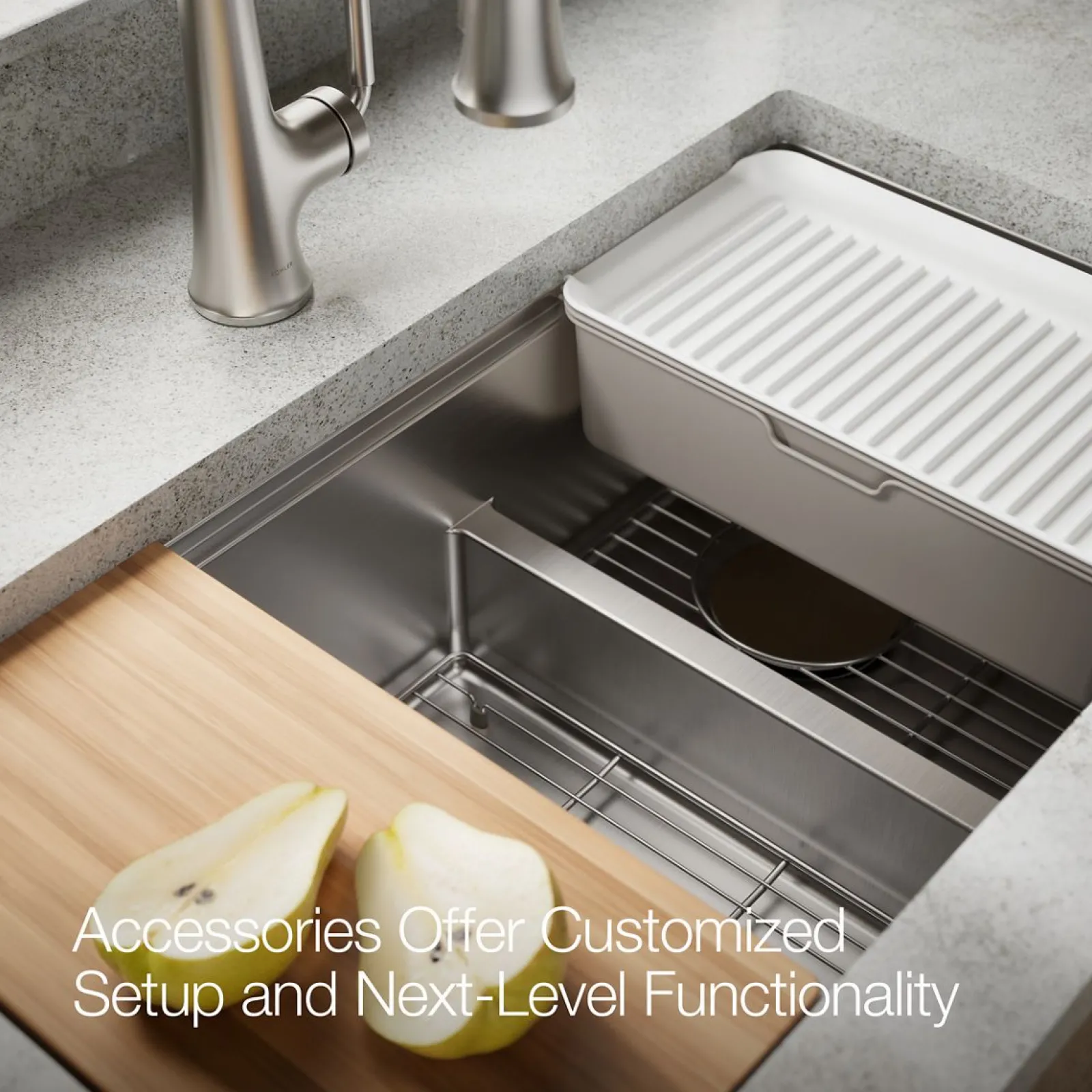 Smart Divide® 32" undermount double-bowl workstation kitchen sink^Kohler Hot