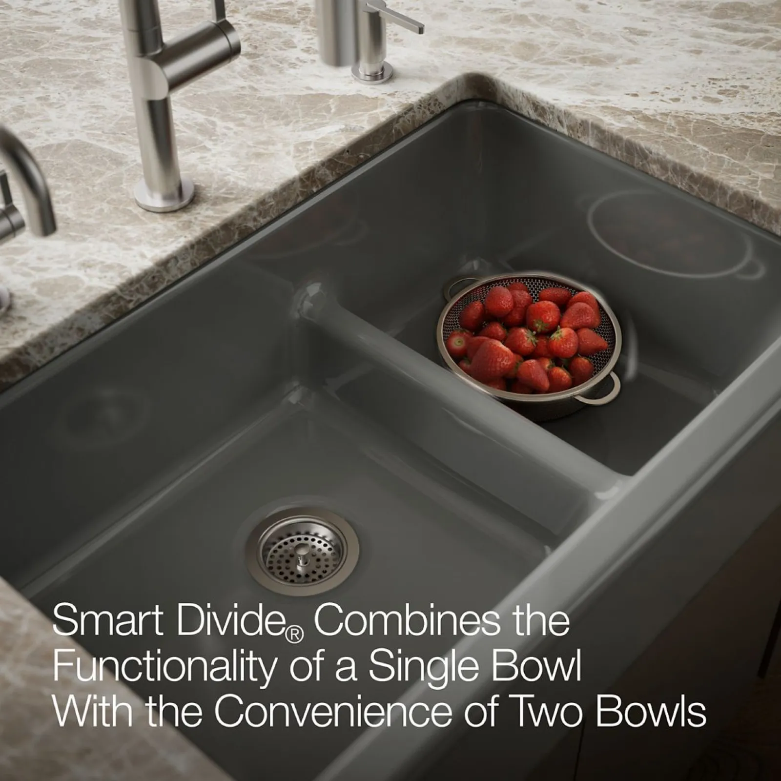 Smart Divide® 35-3/4" undermount double-bowl farmhouse kitchen sink^Kohler Outlet