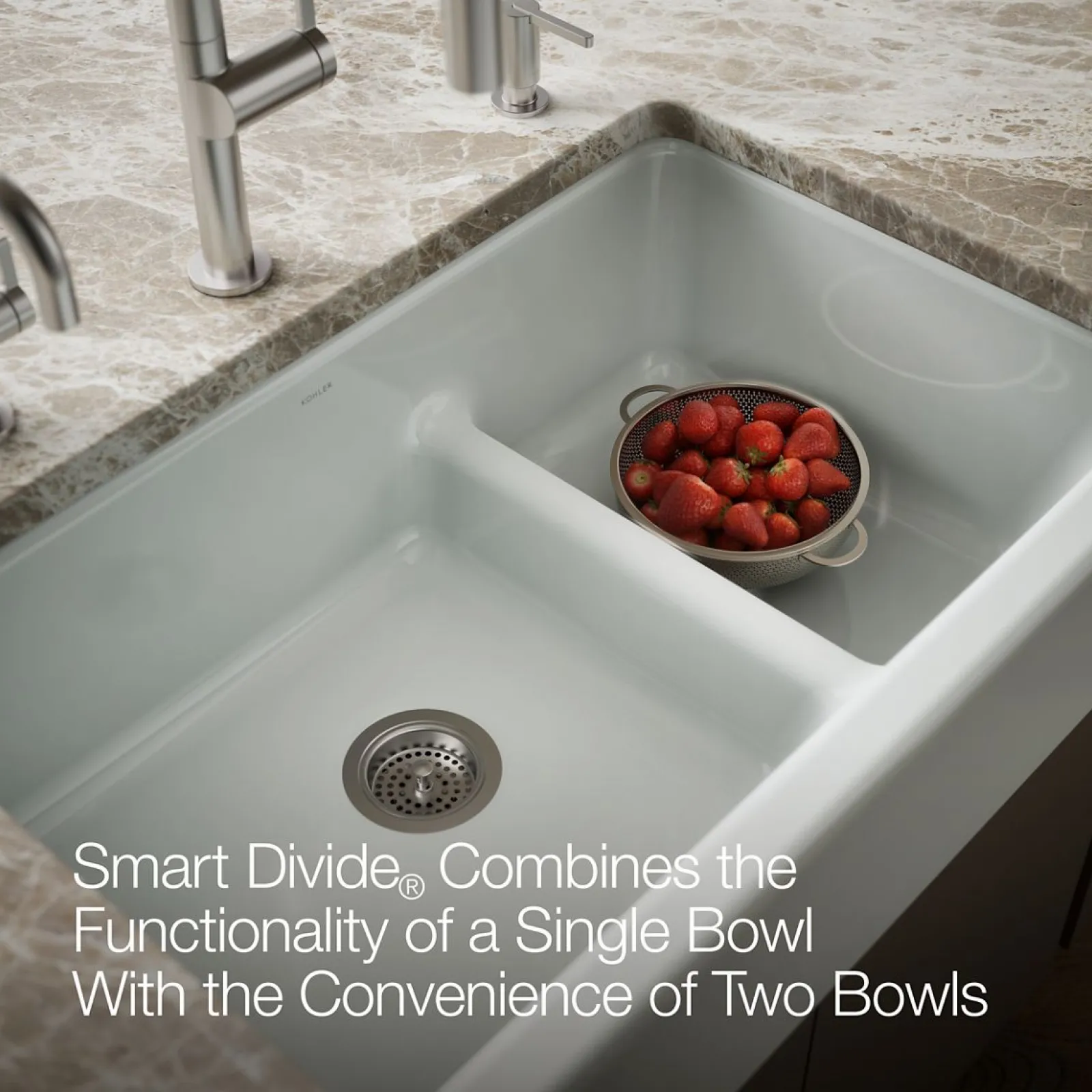 Smart Divide® 35-3/4" undermount double-bowl farmhouse kitchen sink^Kohler Outlet
