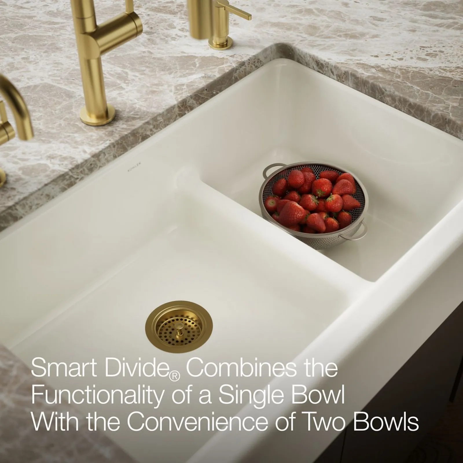 Smart Divide® 35-3/4" undermount double-bowl farmhouse kitchen sink^Kohler Outlet